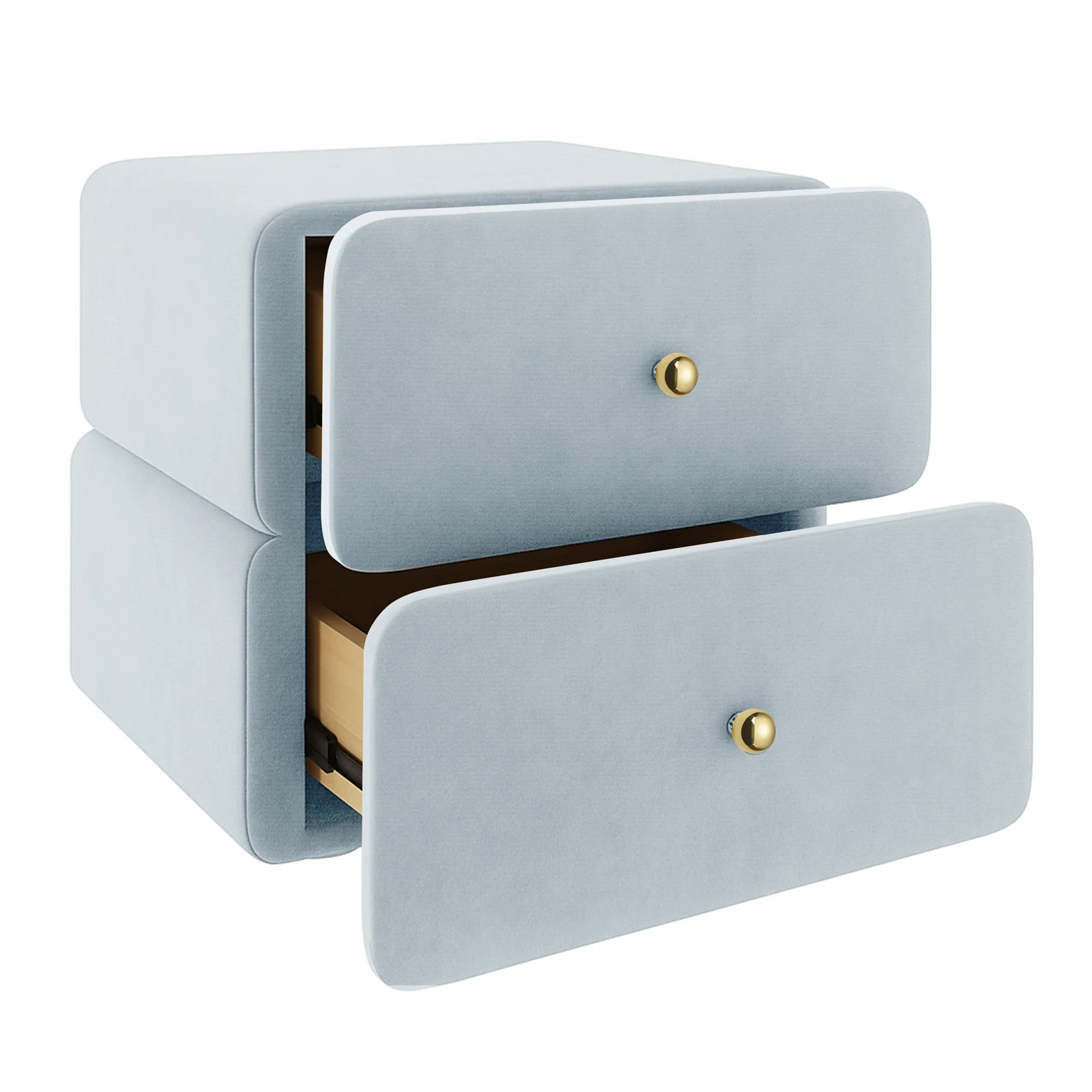 Tyla Velvet Bedside Table with Drawers in Ice Blue - Image 6