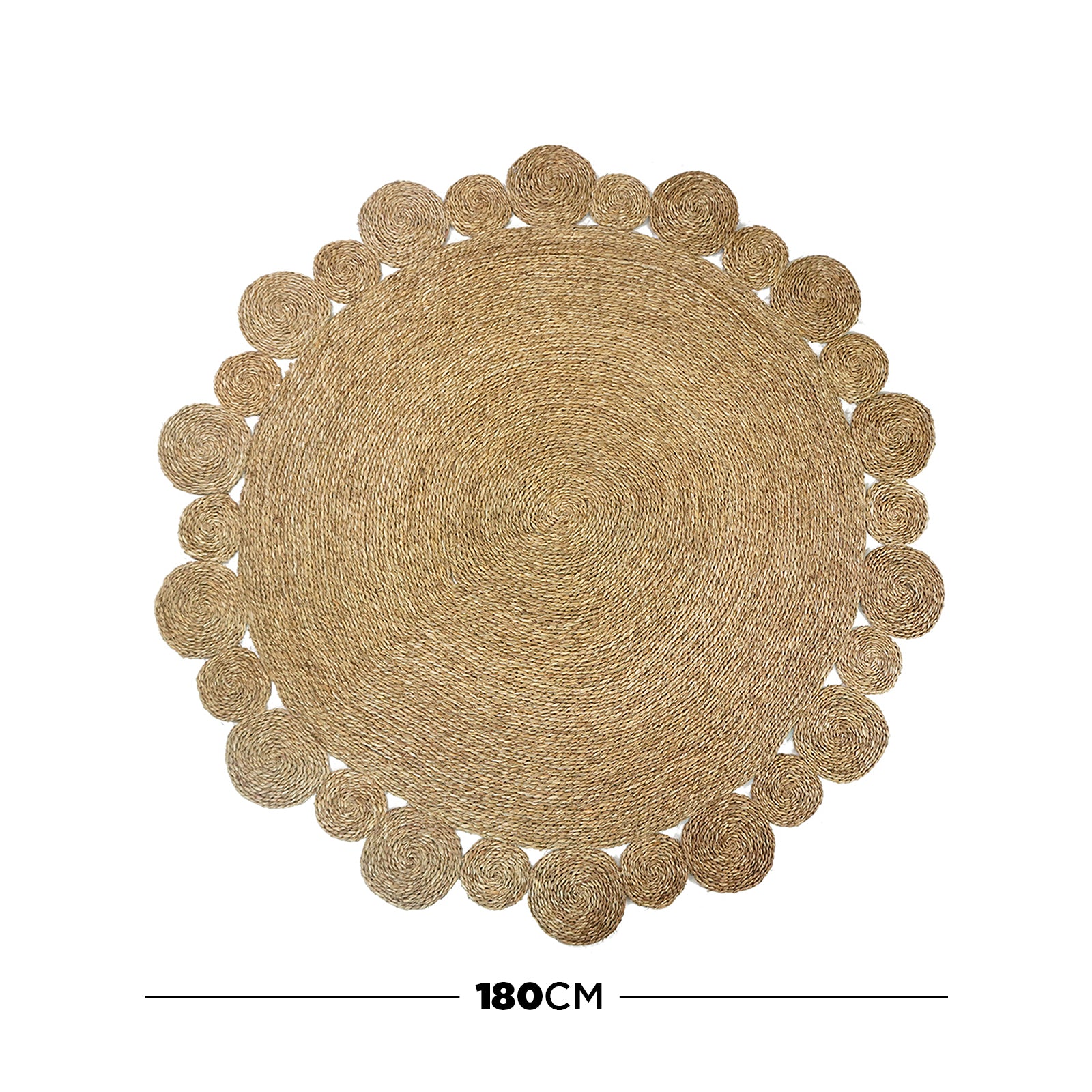 Una 180cm Round Textured Seagrass Indoor Rug in Natural - Image 3