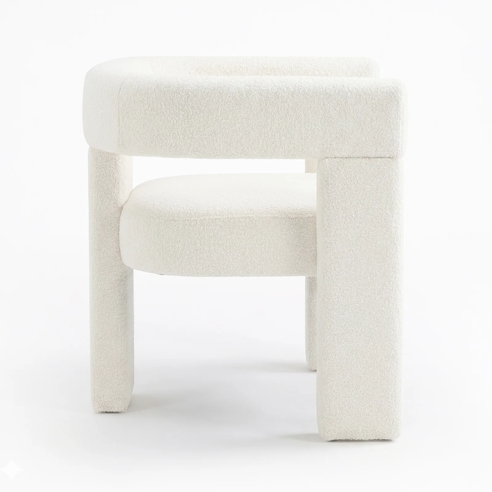 Utah Boucle Curved 3 Legged Accent Chair in Cream - Image 10