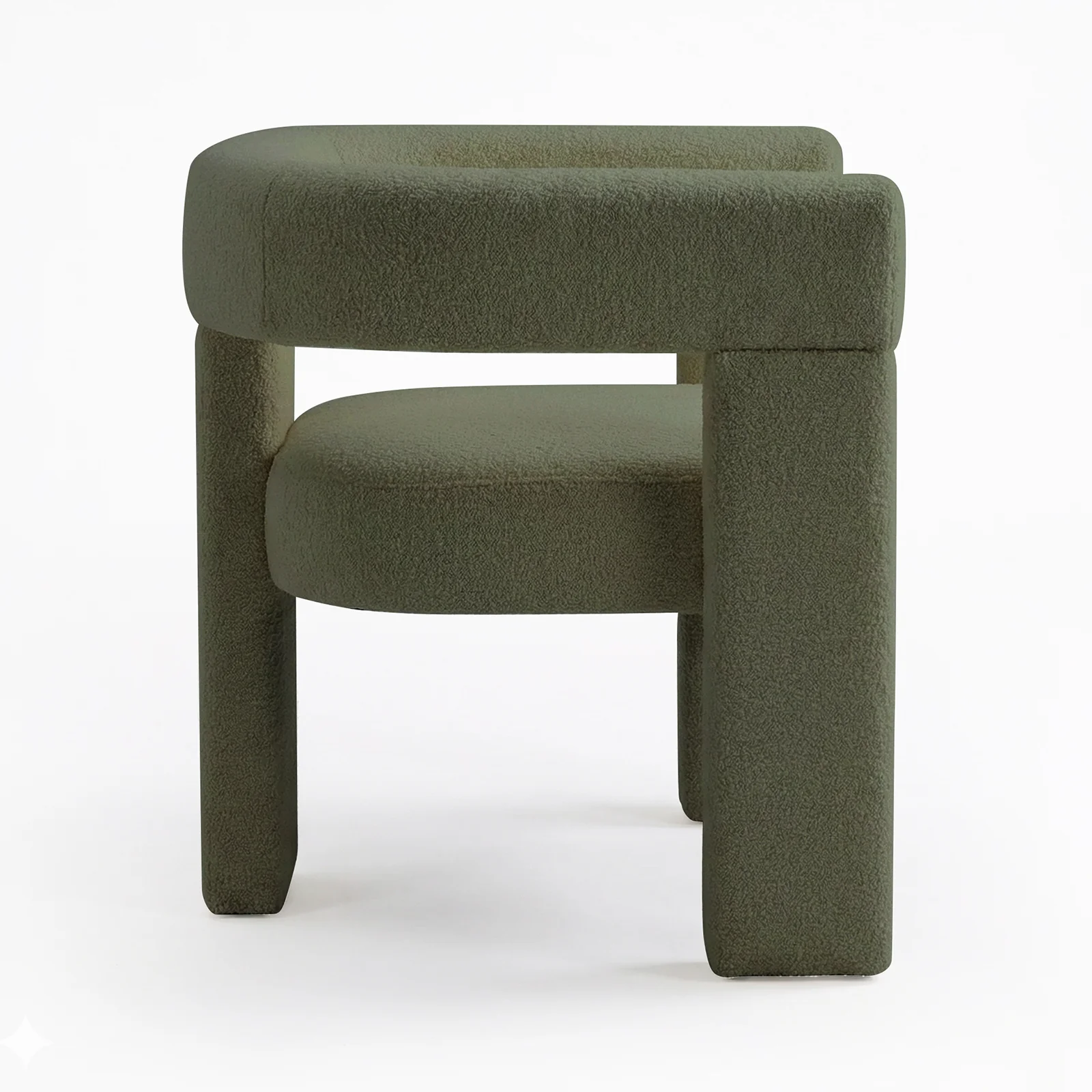 Utah Boucle Curved 3 Legged Accent Chair in Green - Image 10