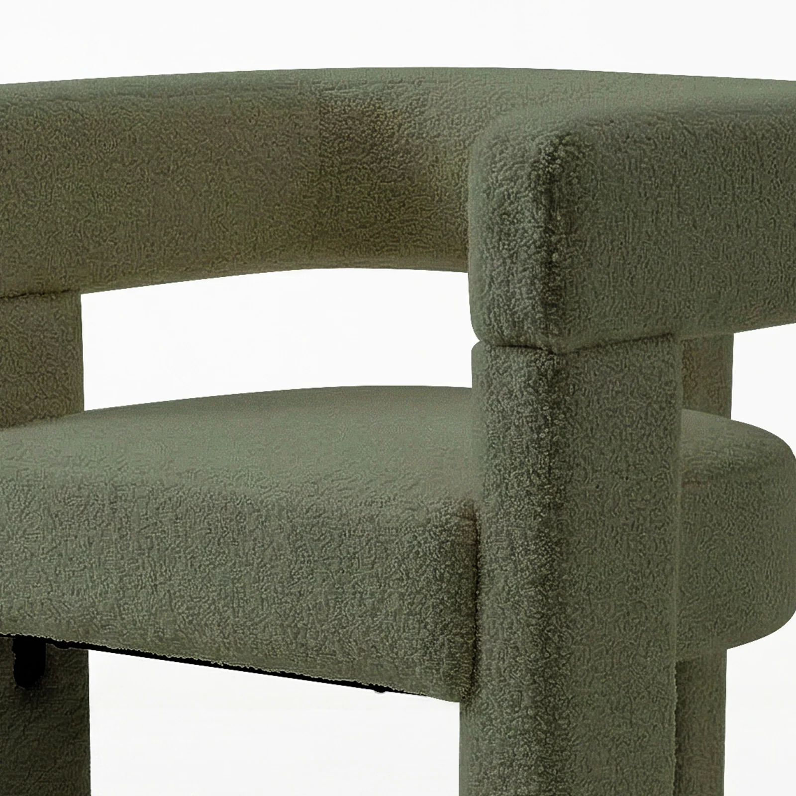 Utah Boucle Curved 3 Legged Accent Chair in Green - Image 4