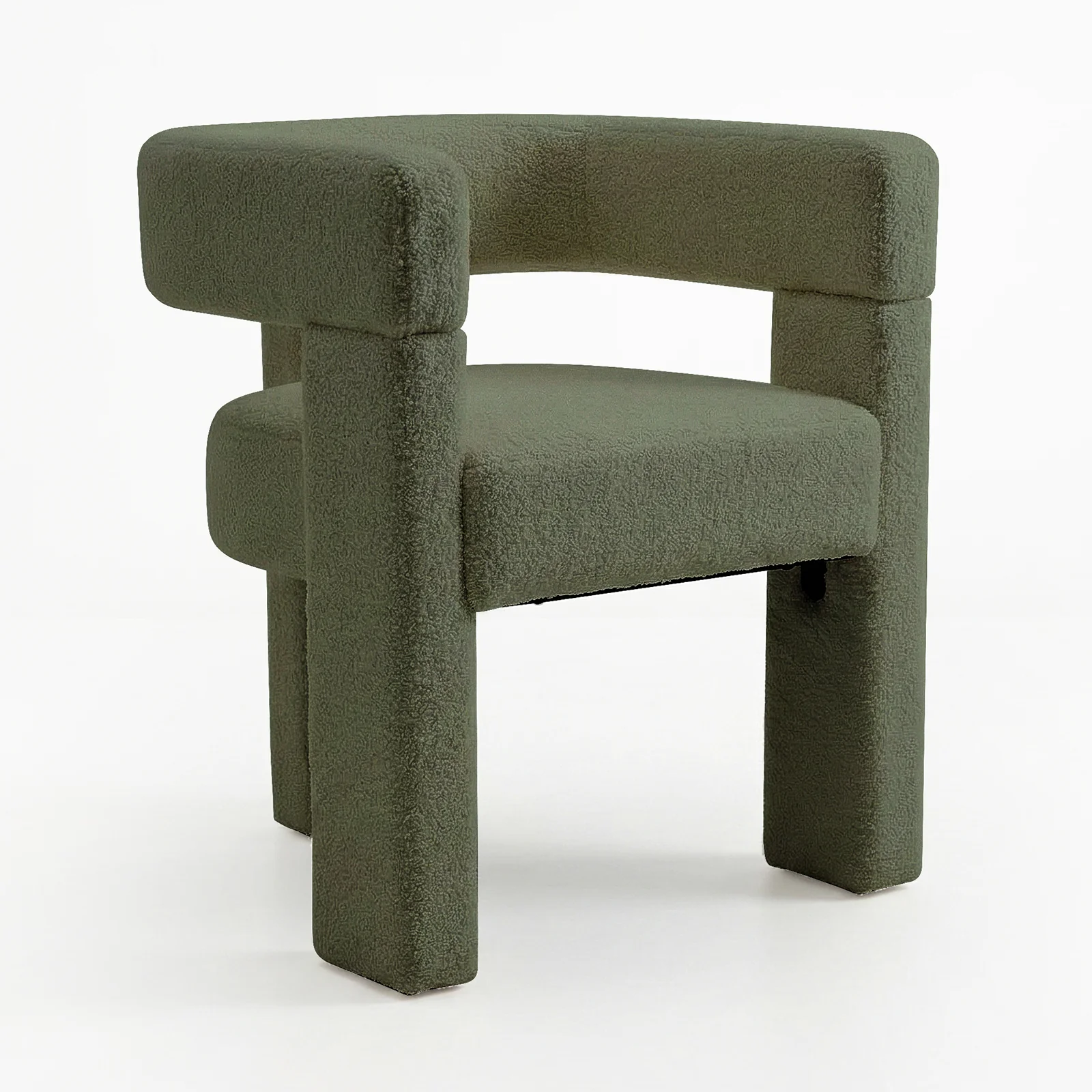 Utah Boucle Curved 3 Legged Accent Chair in Green - Image 9