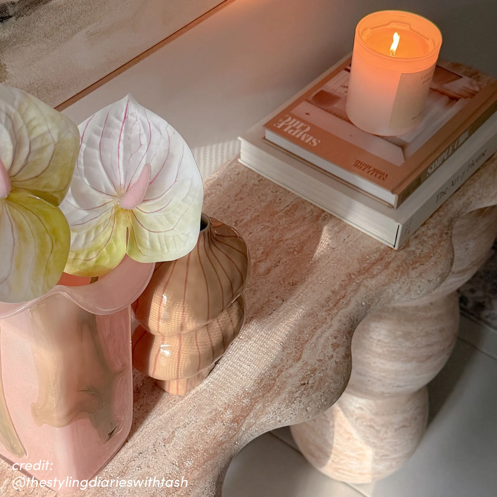 Valdor Signature Concrete Console Table in Travertine - Image 3