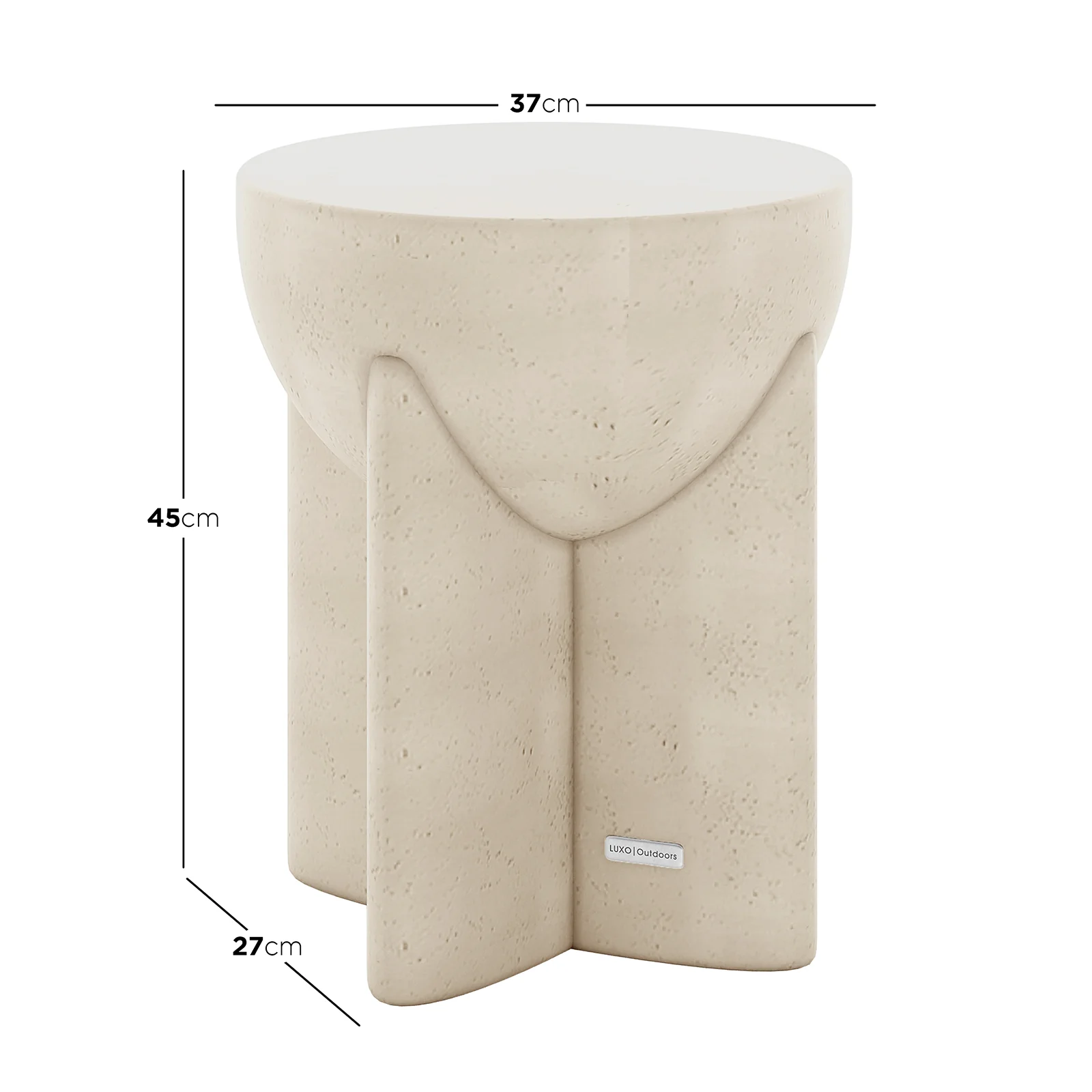 Valencia Round Concrete Side Table in Antique White - Image 3
