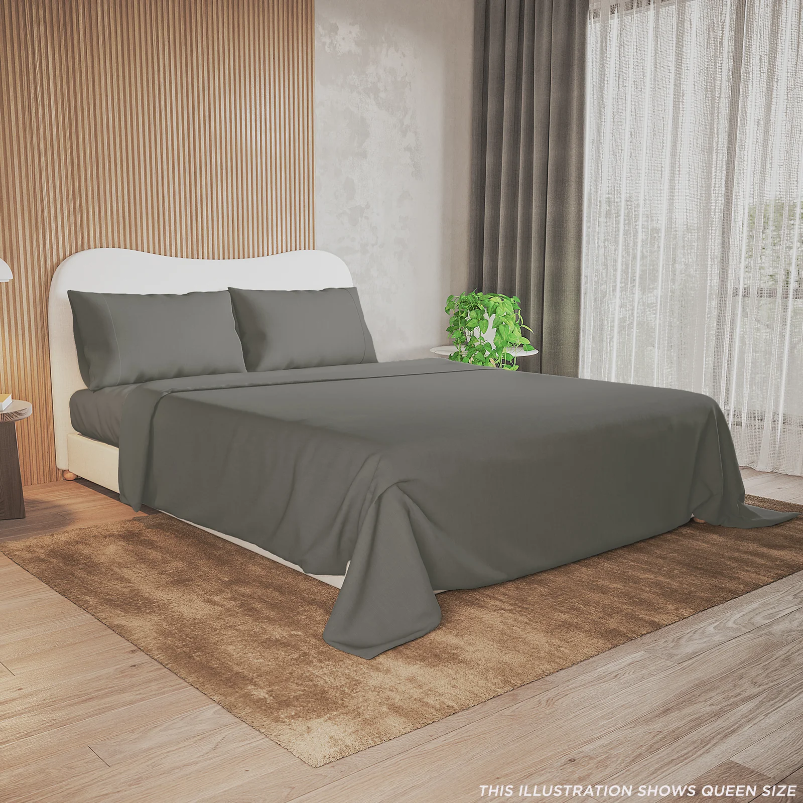 Valeria King 1000TC Ultra Soft Bed Sheet Set in Grey - Image 2