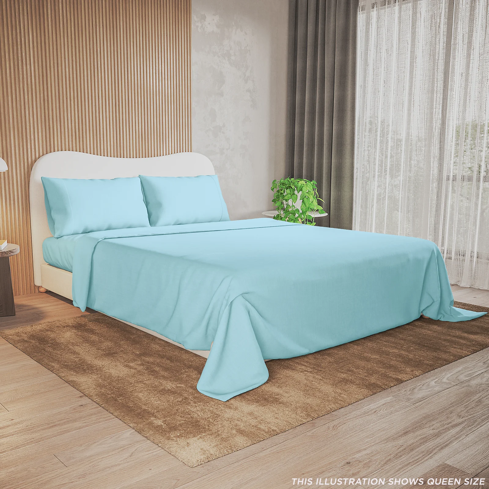 Valeria King 1000TC Ultra Soft Bed Sheet Set in Light Blue - Image 2