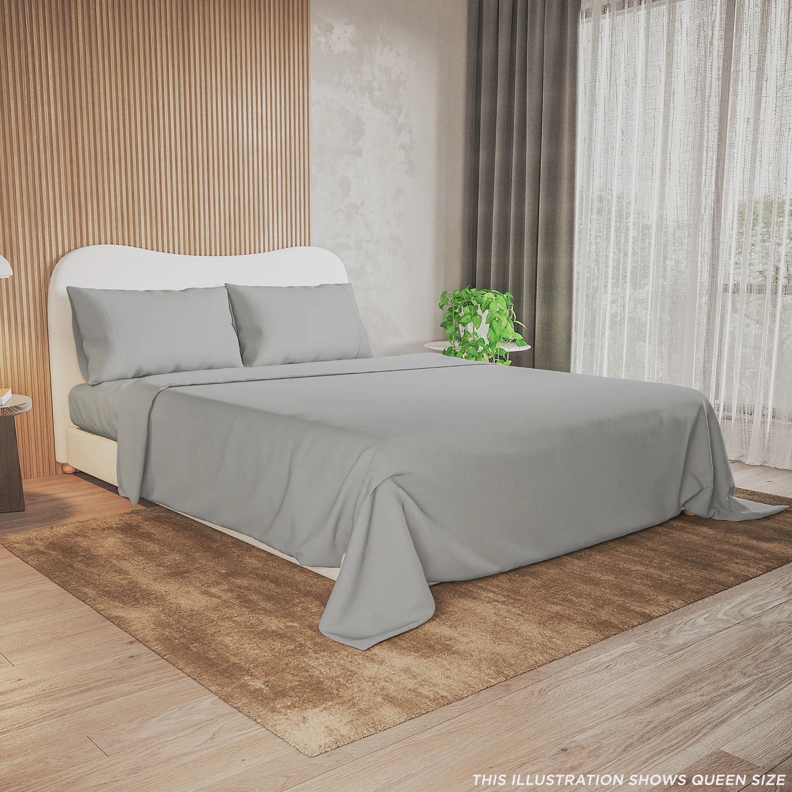 Valeria King 1000TC Ultra Soft Bed Sheet Set in Light Grey - Image 2