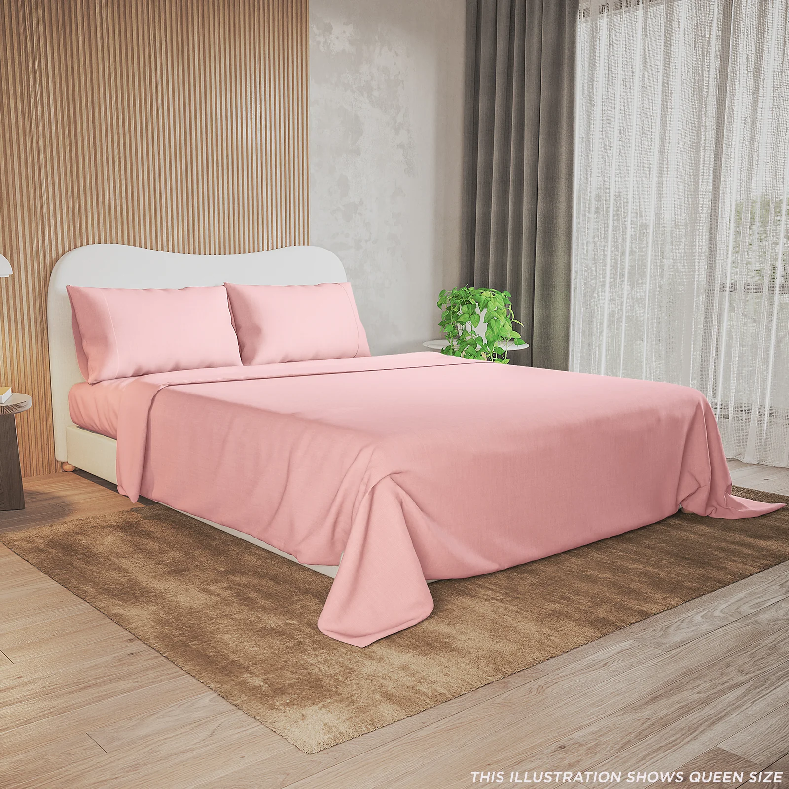 Valeria King Single 1000TC Ultra Soft Bed Sheet Set in Blush - Image 2