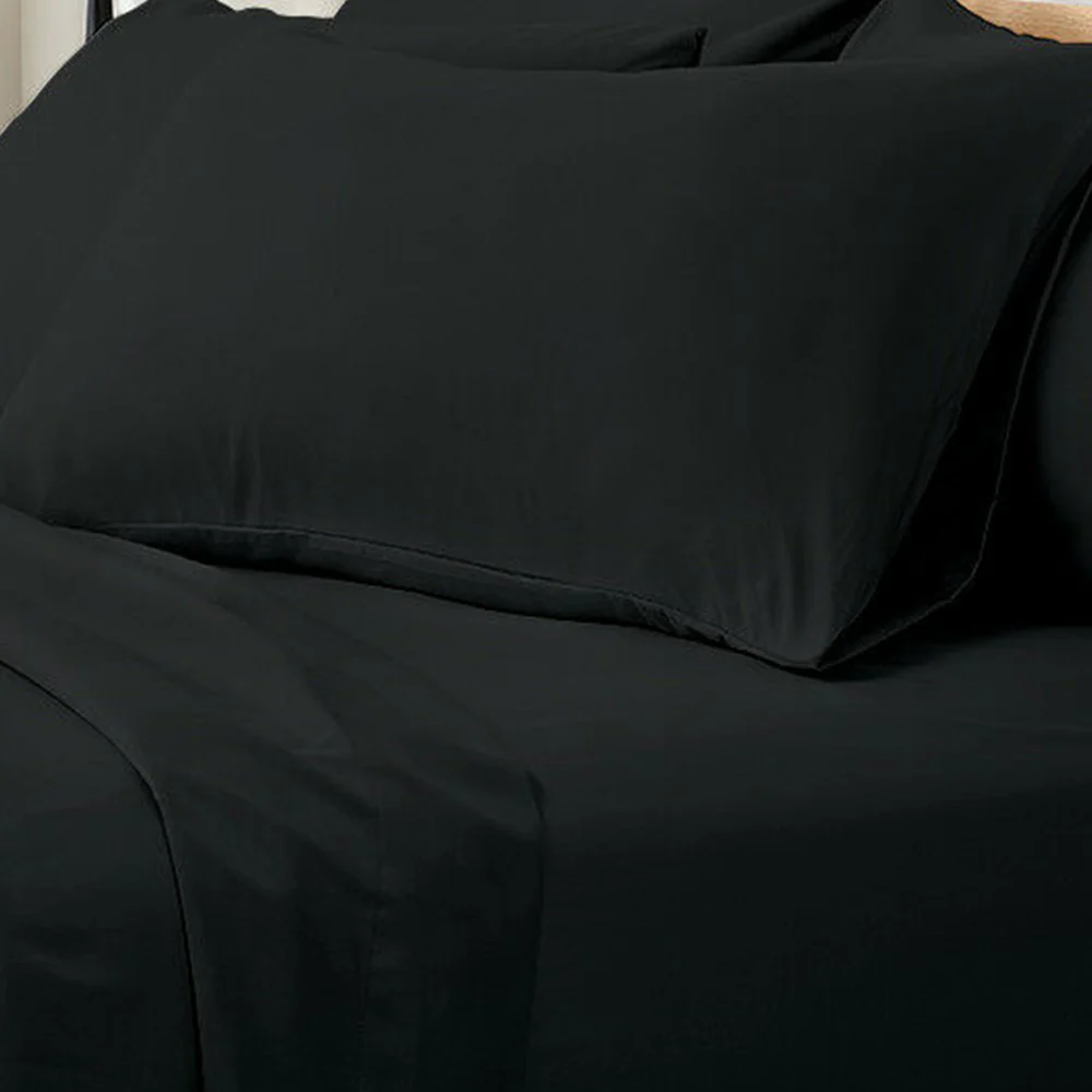 Valeria Queen 1000TC Ultra Soft Bed Sheet Set in Black - Image 3