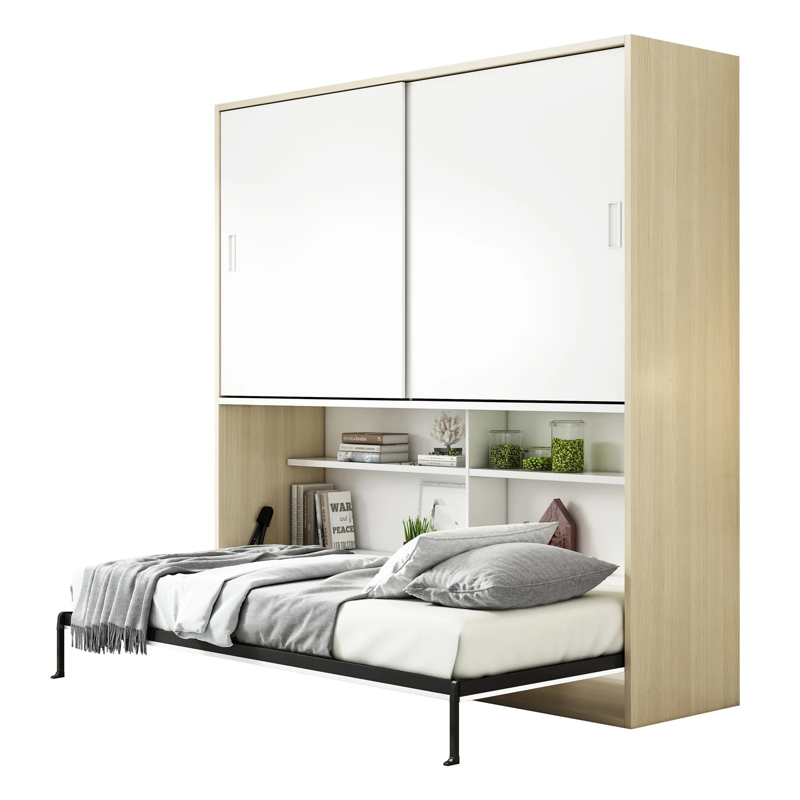 Veda & Cybele Single Wall Bed & Mattress Package in White - Image 7