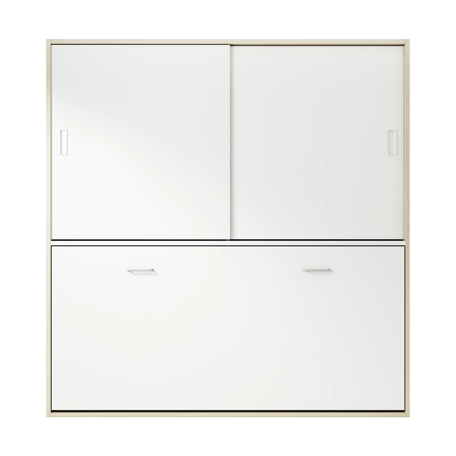 Veda Single Space Saving Wall Bed with Cabinet in White - Image 8