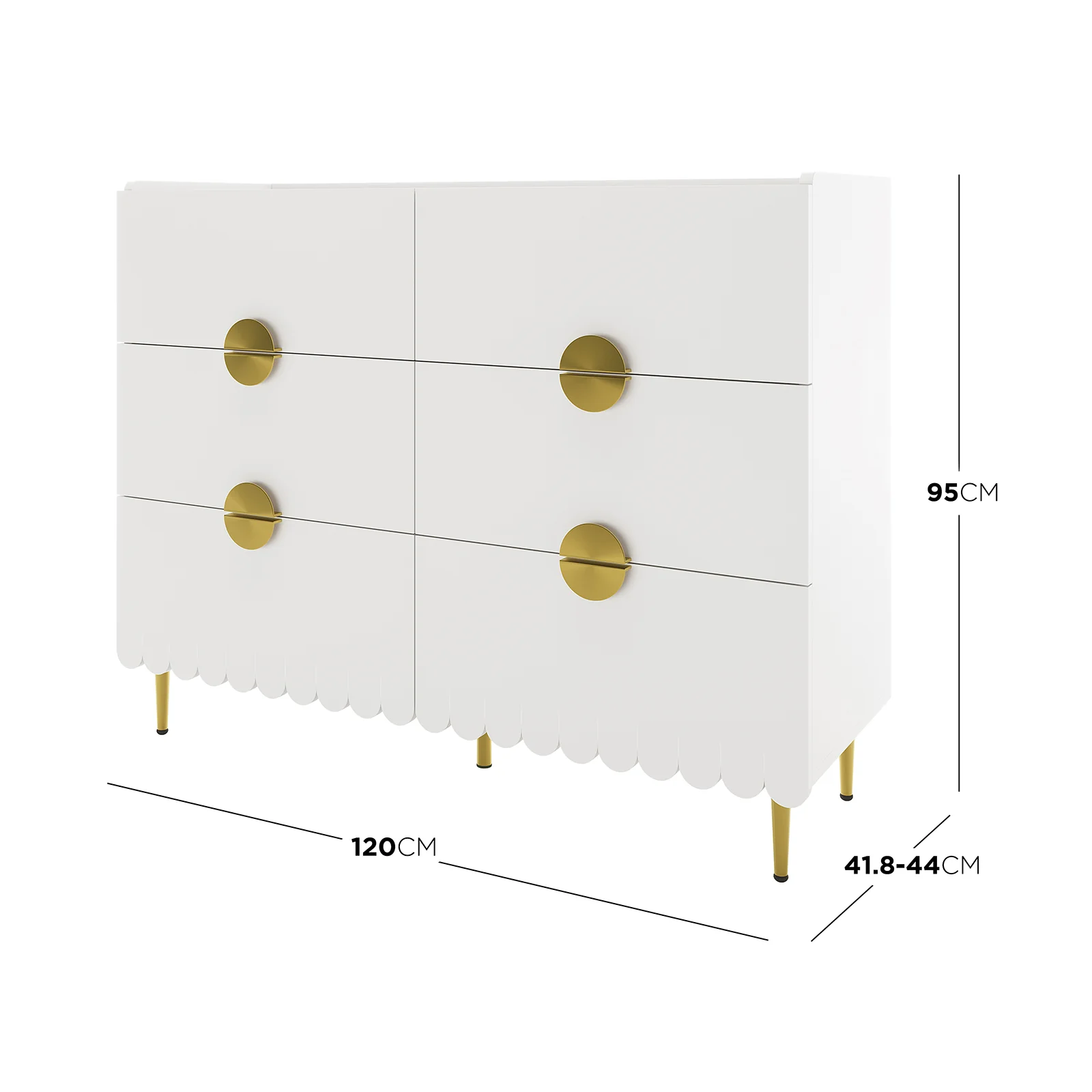Venroy 120cm Lowboy with 6 Drawers in White - Image 3