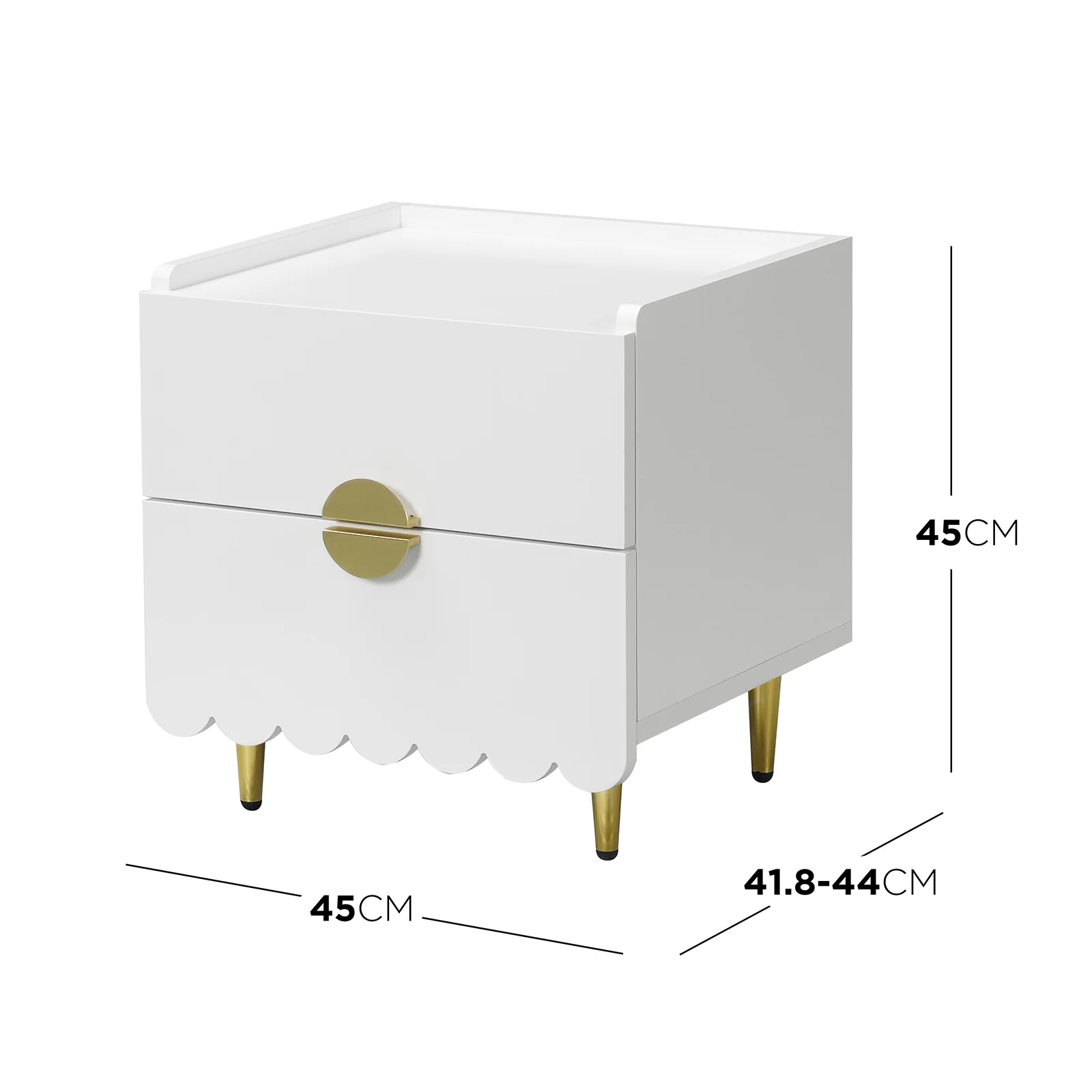Venroy 45cm Bedside Table with 2 Drawers in White - Image 8