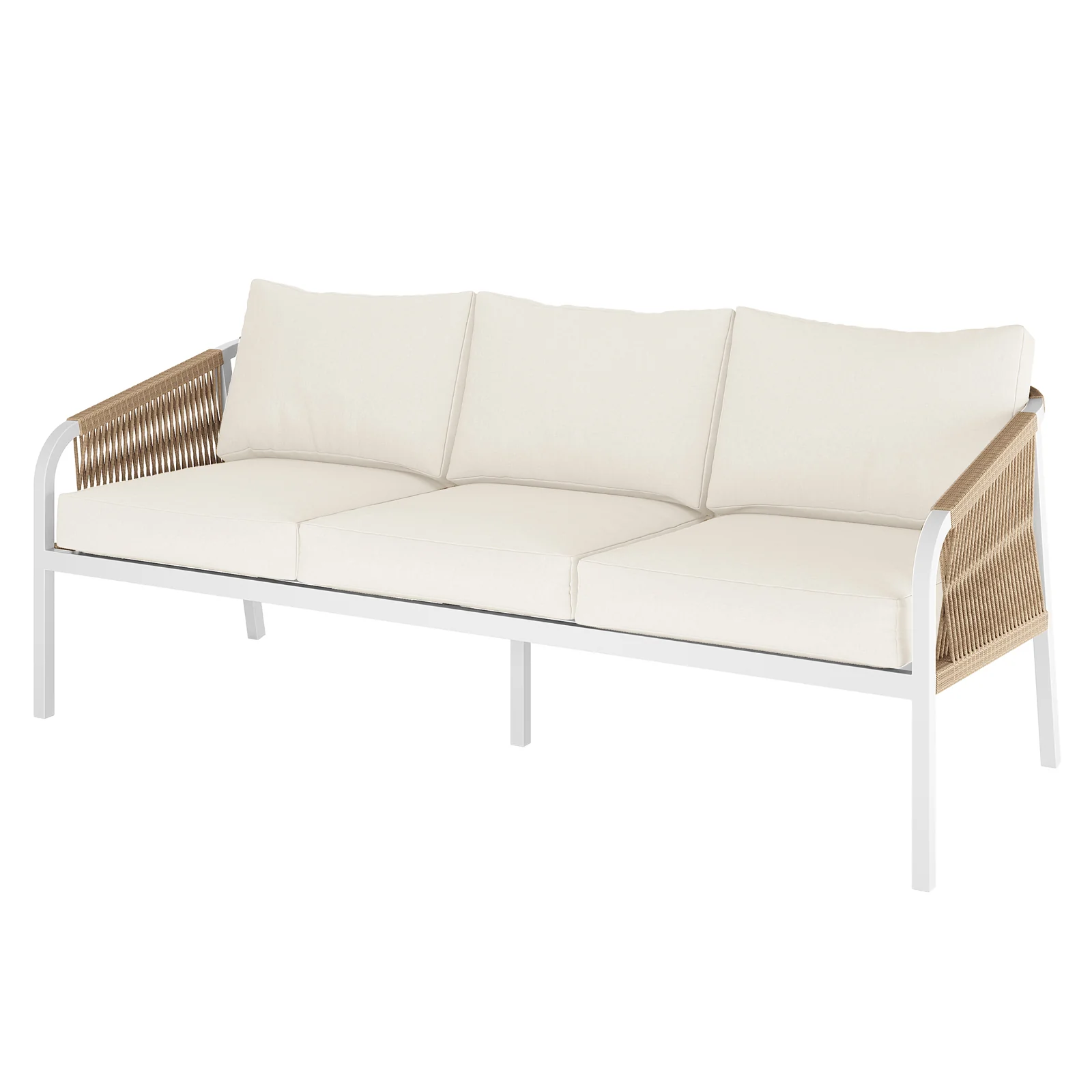 Vernon 5 Seater Aluminium Outdoor Sofa Set in Cream White - Image 12