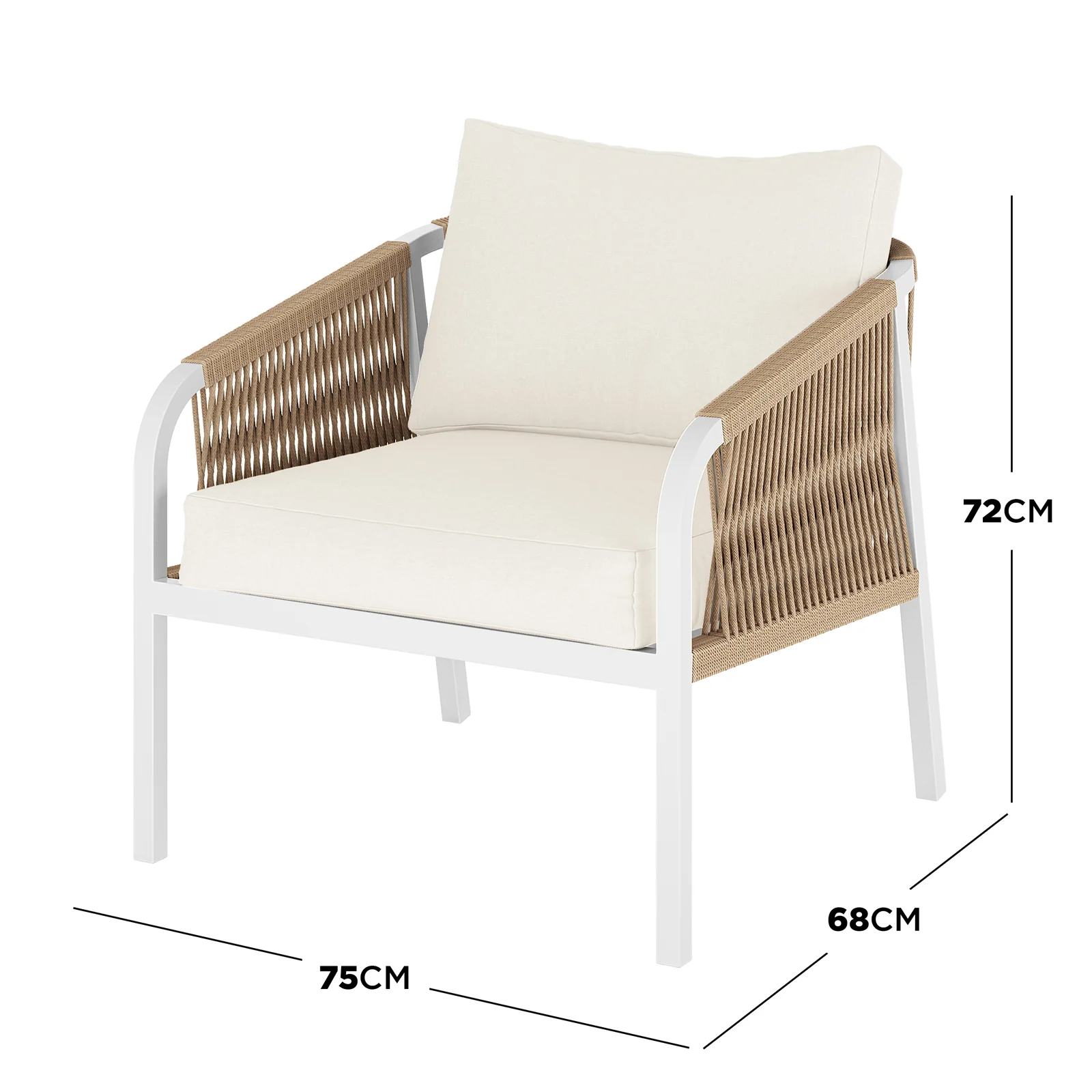 Vernon 5 Seater Aluminium Outdoor Sofa Set in Cream White - Image 9