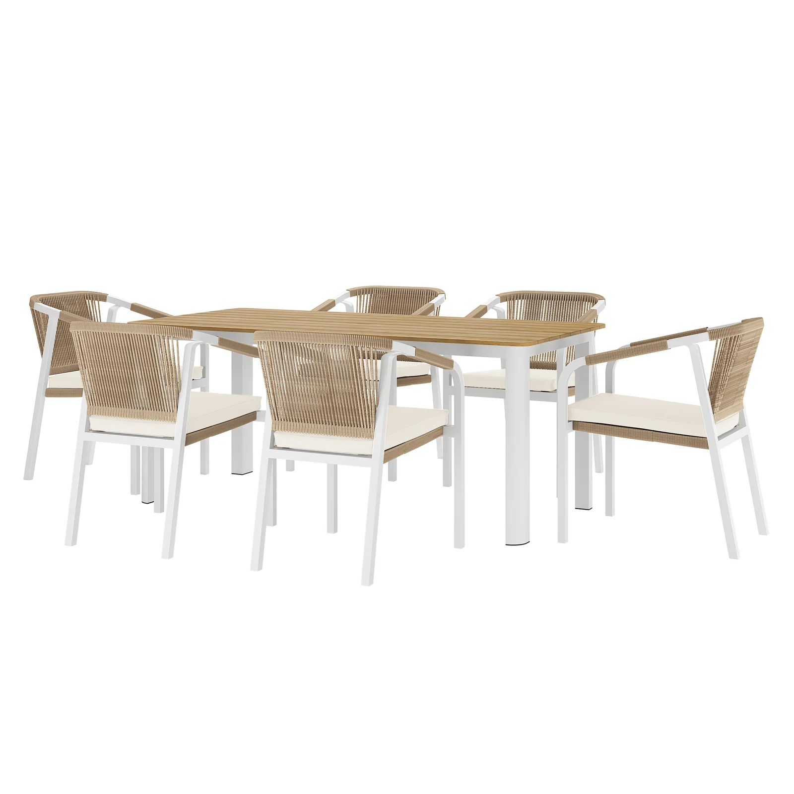 Vernon 6 Seater Wicker Outdoor Dining Set in Natural
