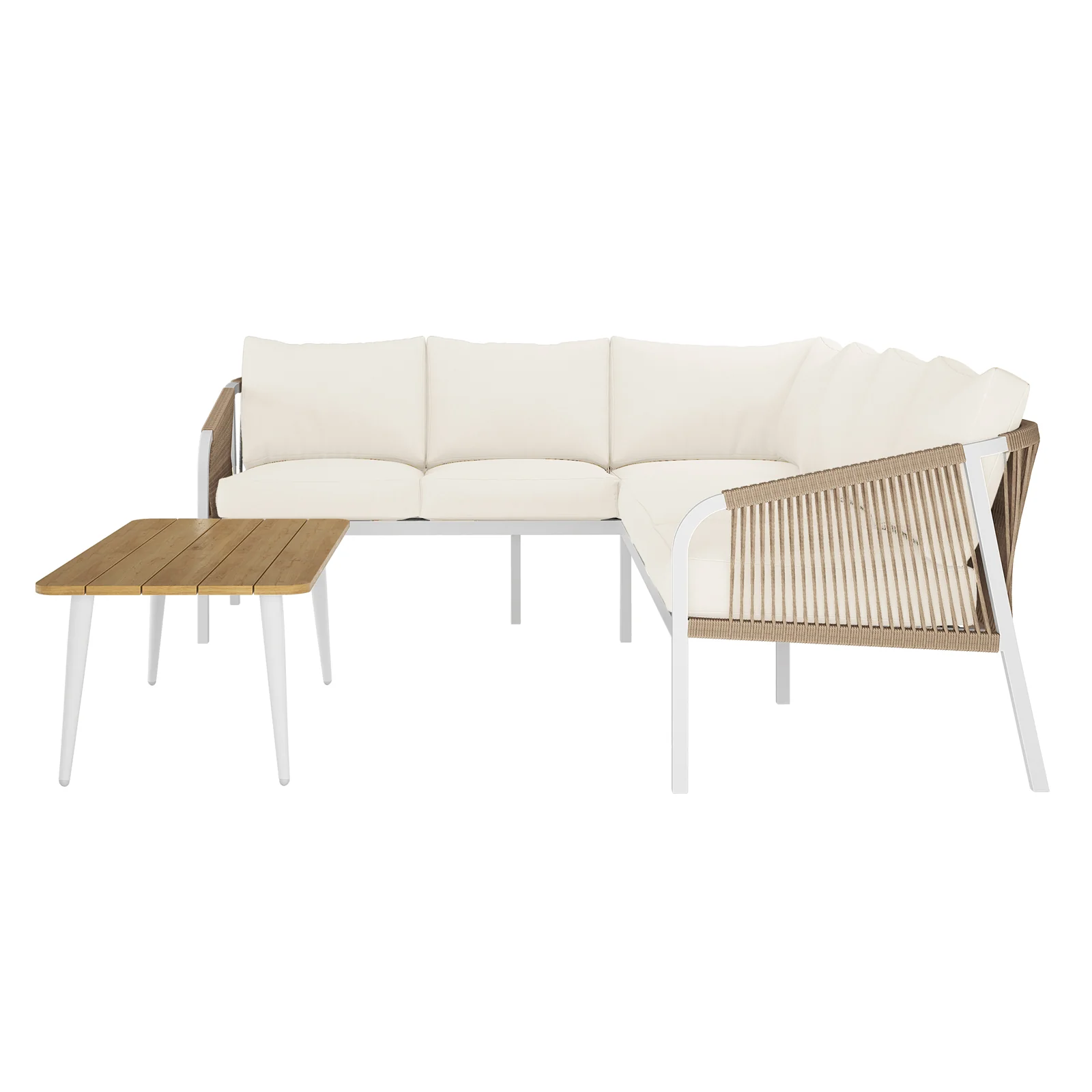 Vernon 6 Seater Wicker Outdoor Lounge Set in Cream White - Image 6