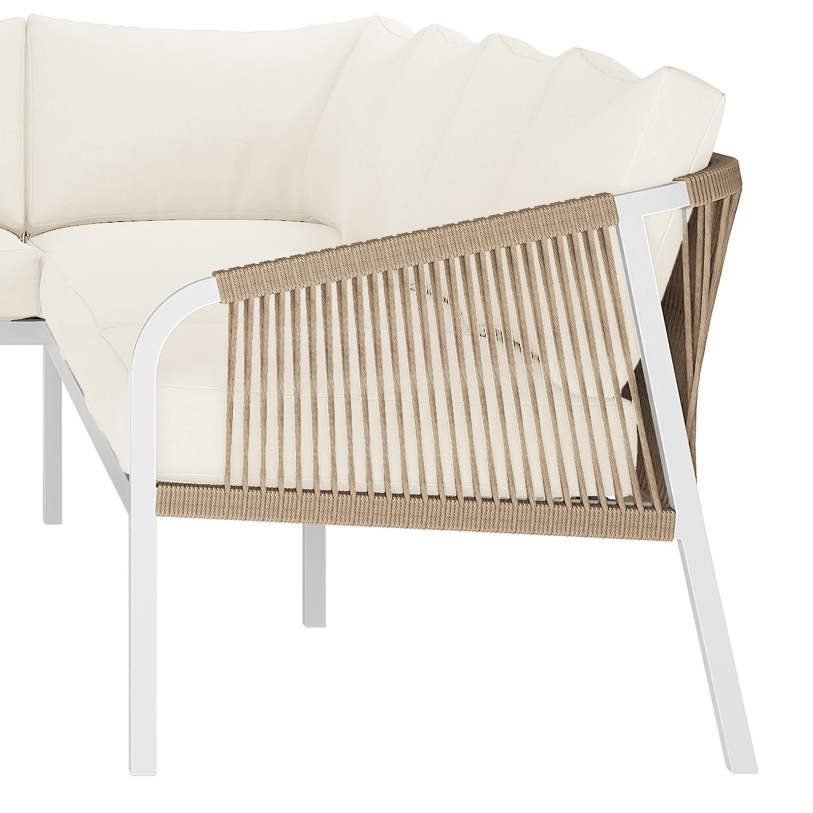 Vernon 6 Seater Wicker Outdoor Lounge Set in Cream White - Image 8