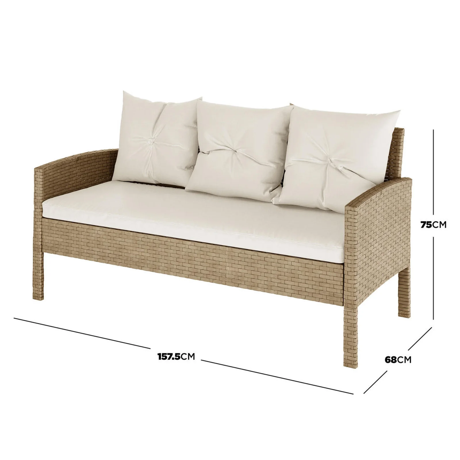 Vero 7 Seater Wicker Outdoor Dining Sofa Set in Natural - Image 3