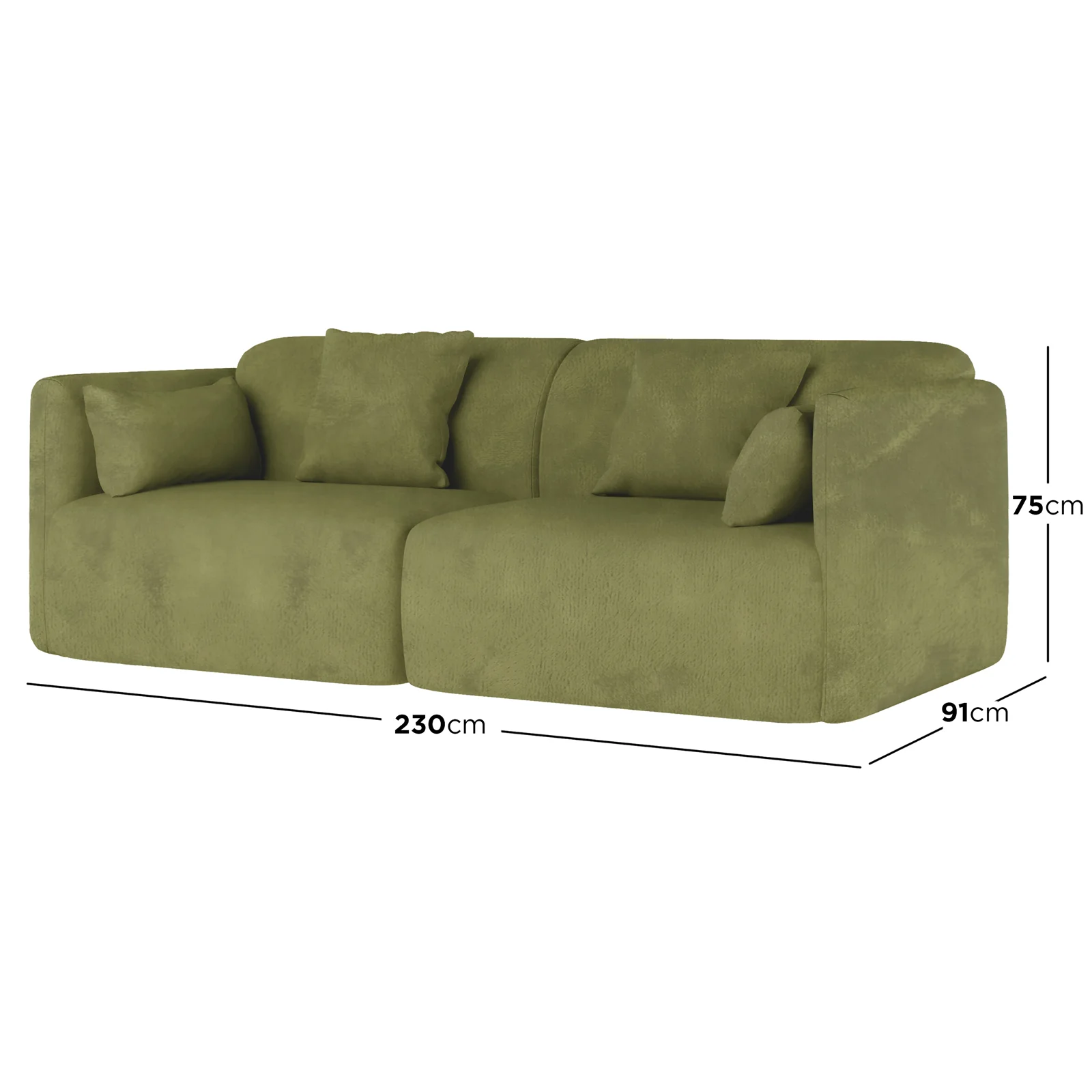 Vestalia 3 Seater Velvet Sofa in Olive Green - Image 3