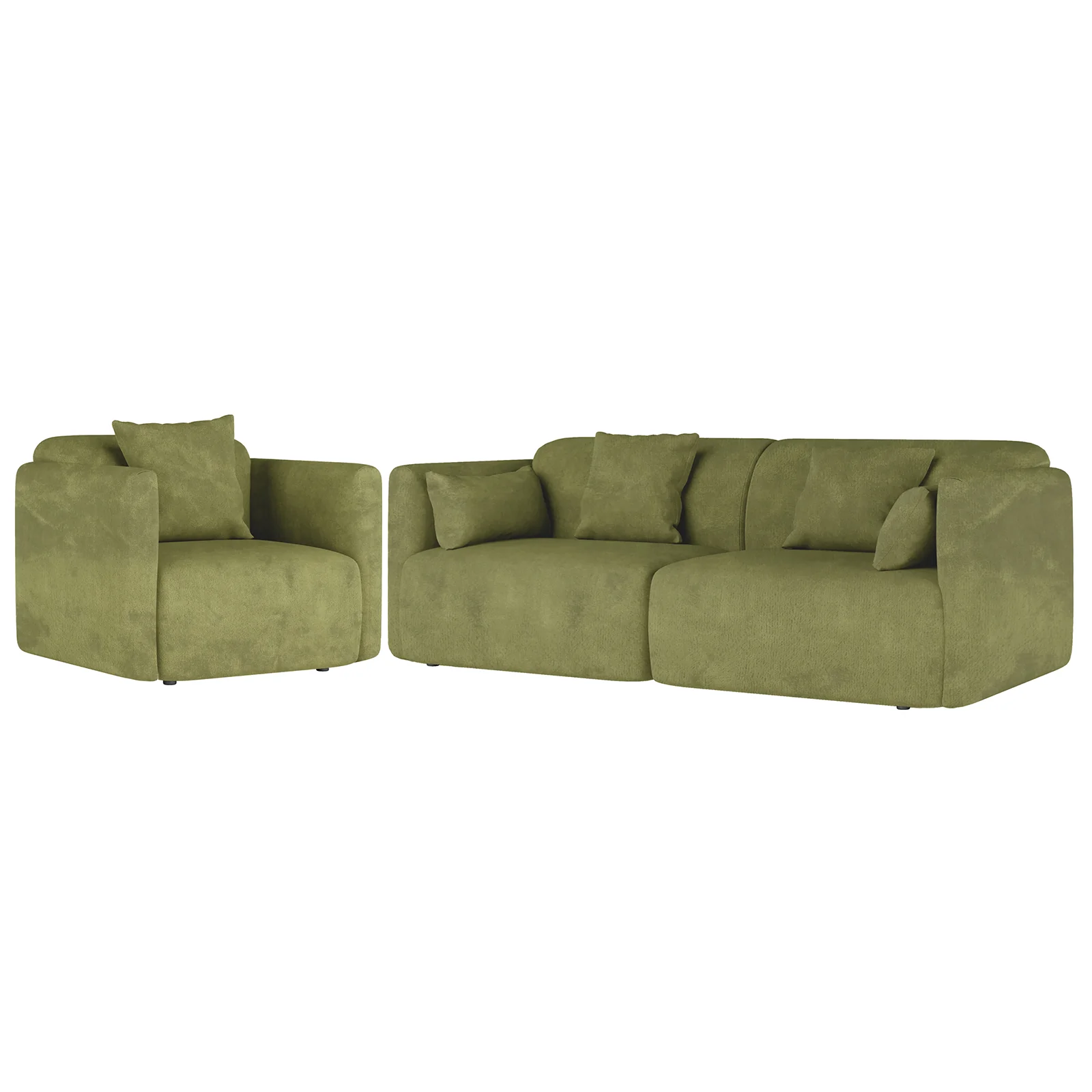 Vestalia 4 Seater Velvet Sofa Set in Olive Green