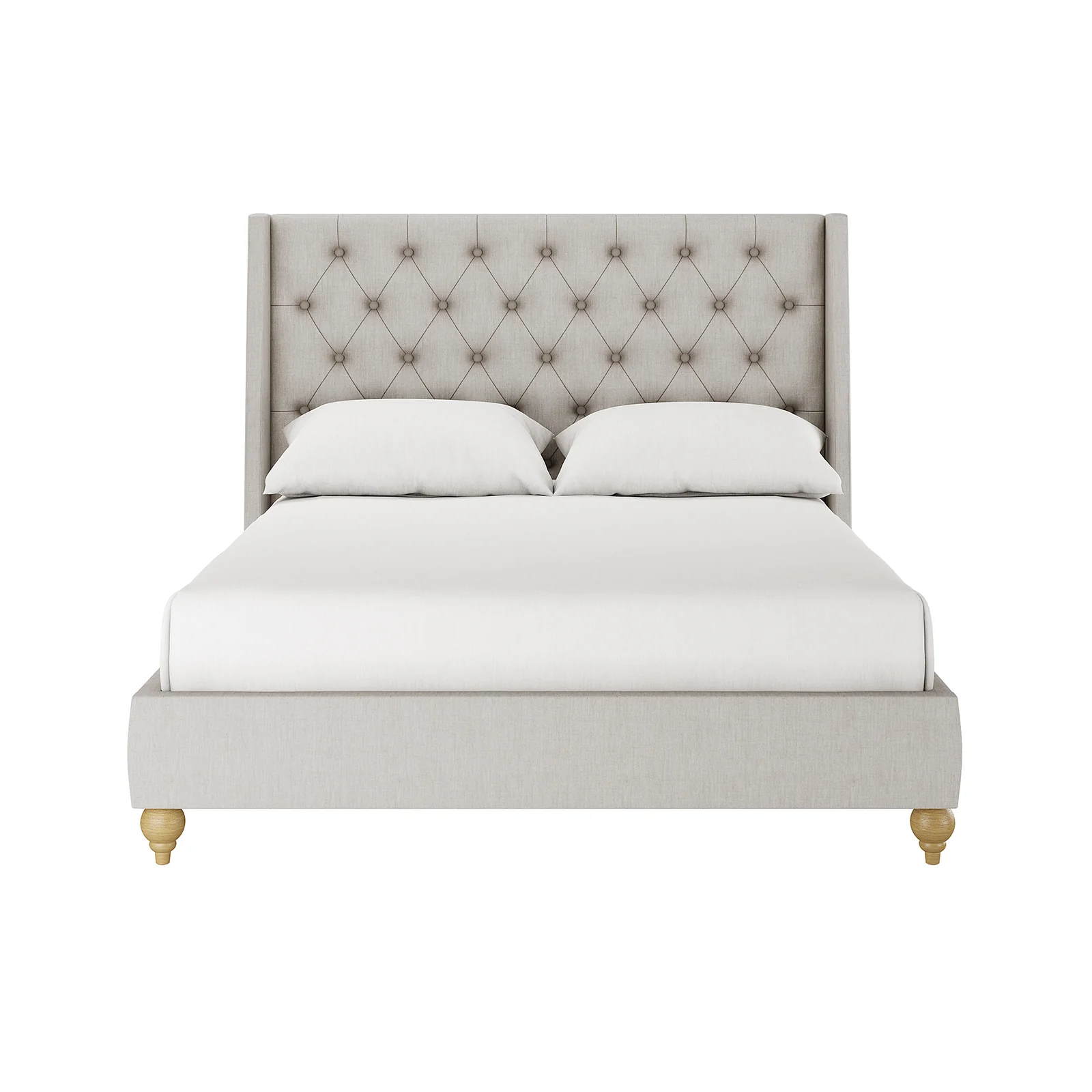 Vilania Double Linen Fabric Bed Frame with Buttons in Grey - Image 4