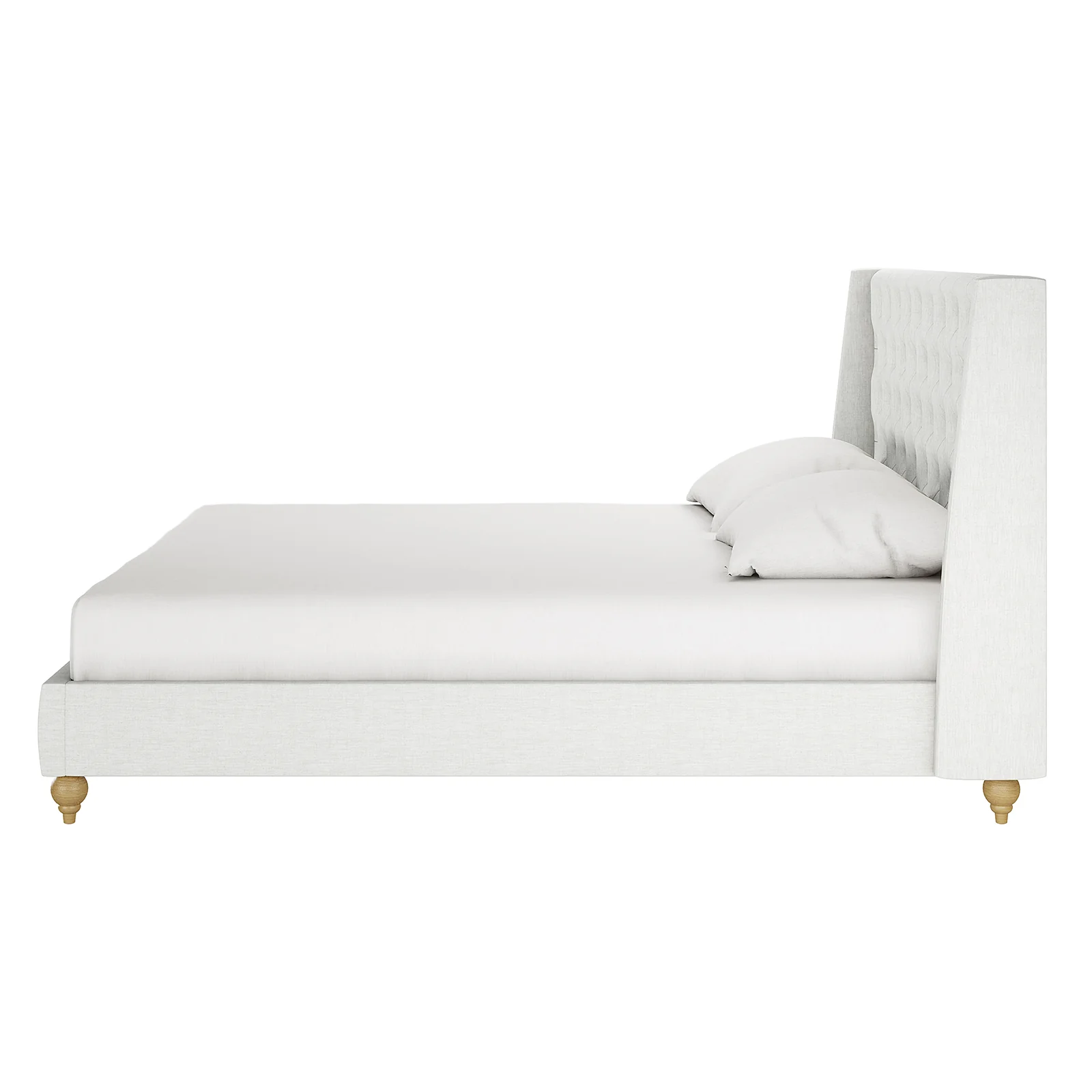 Vilania King Fabric Bed Frame with Buttons in Off White - Image 5