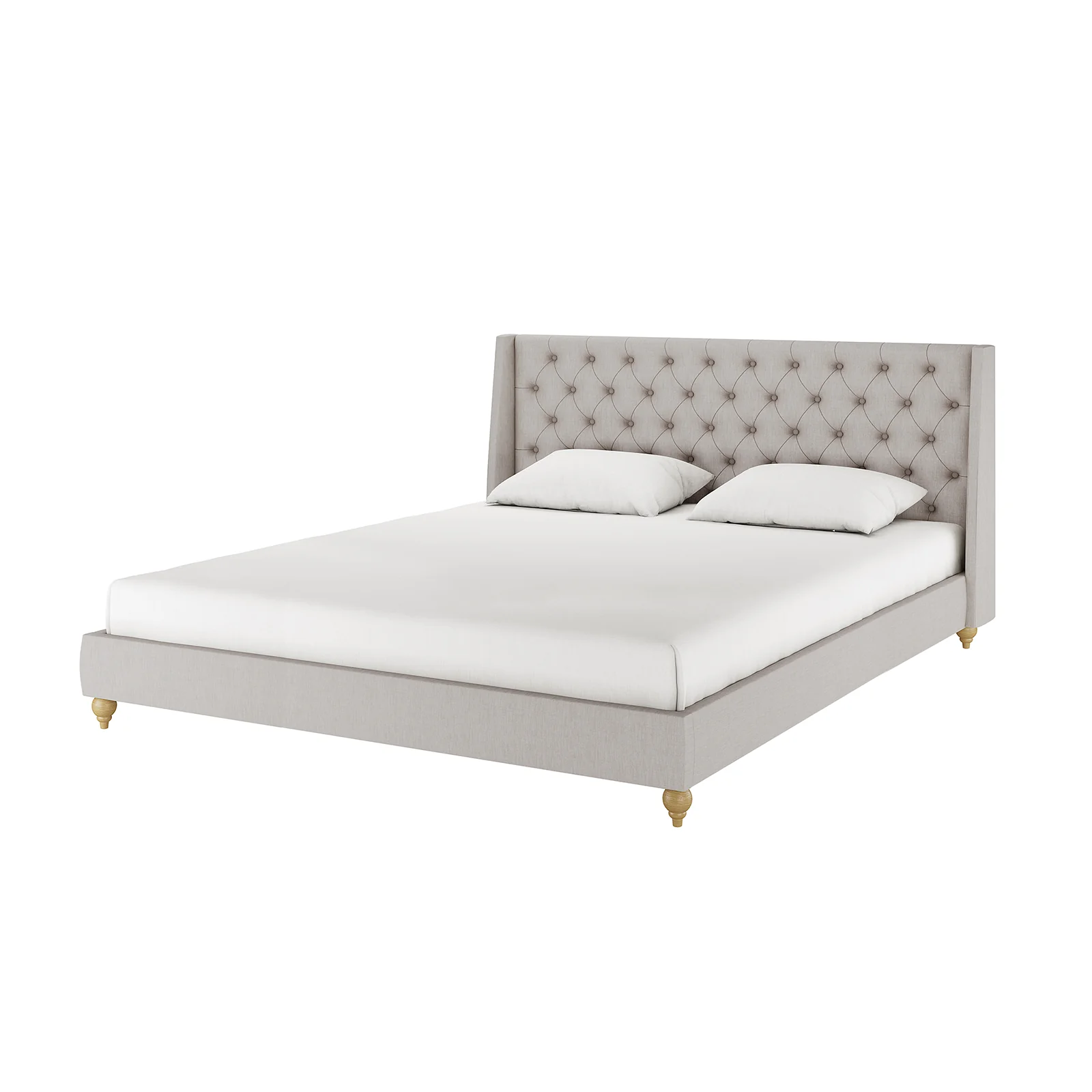 Vilania Super King Fabric Bed Frame with Buttons in Grey