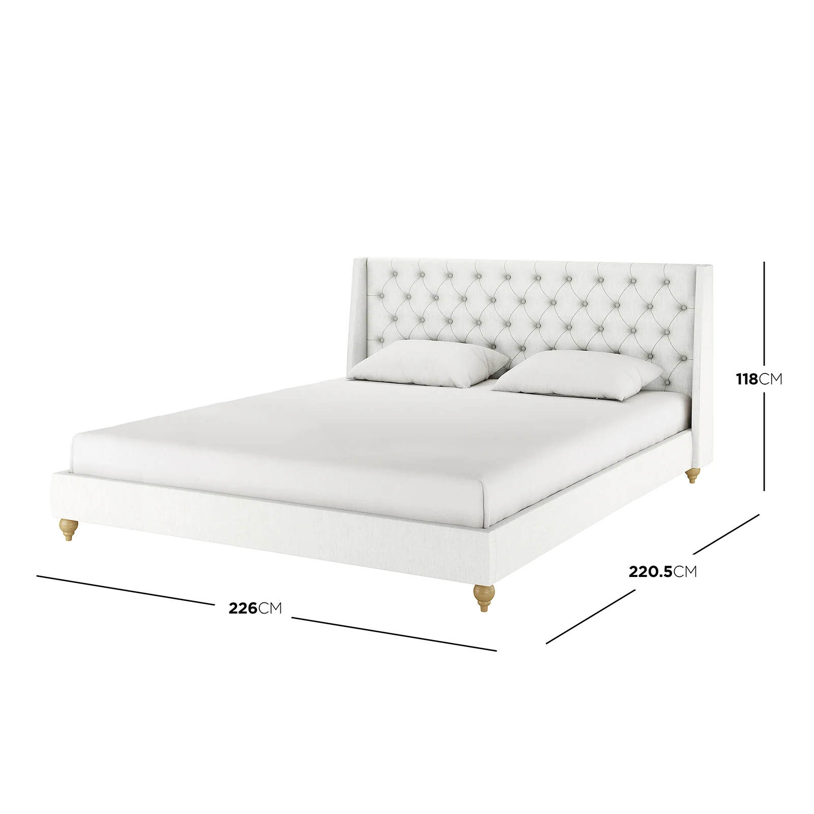 Vilania Super King Fabric Bed Frame in Off White - Image 3