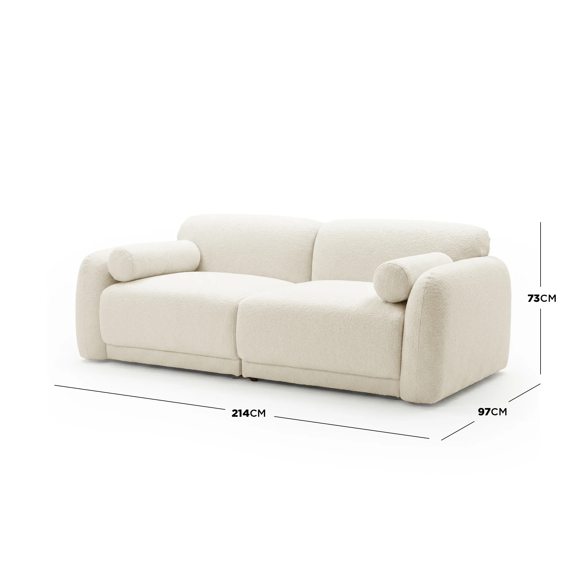 Vornell 3 Seater Performance Boucle Modular Sofa in Cream White - Image 3