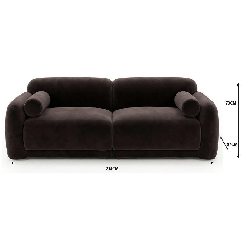 Vornell 3 Seater Performance Velvet Modular Sofa in Deep Mocha Brown - Image 3