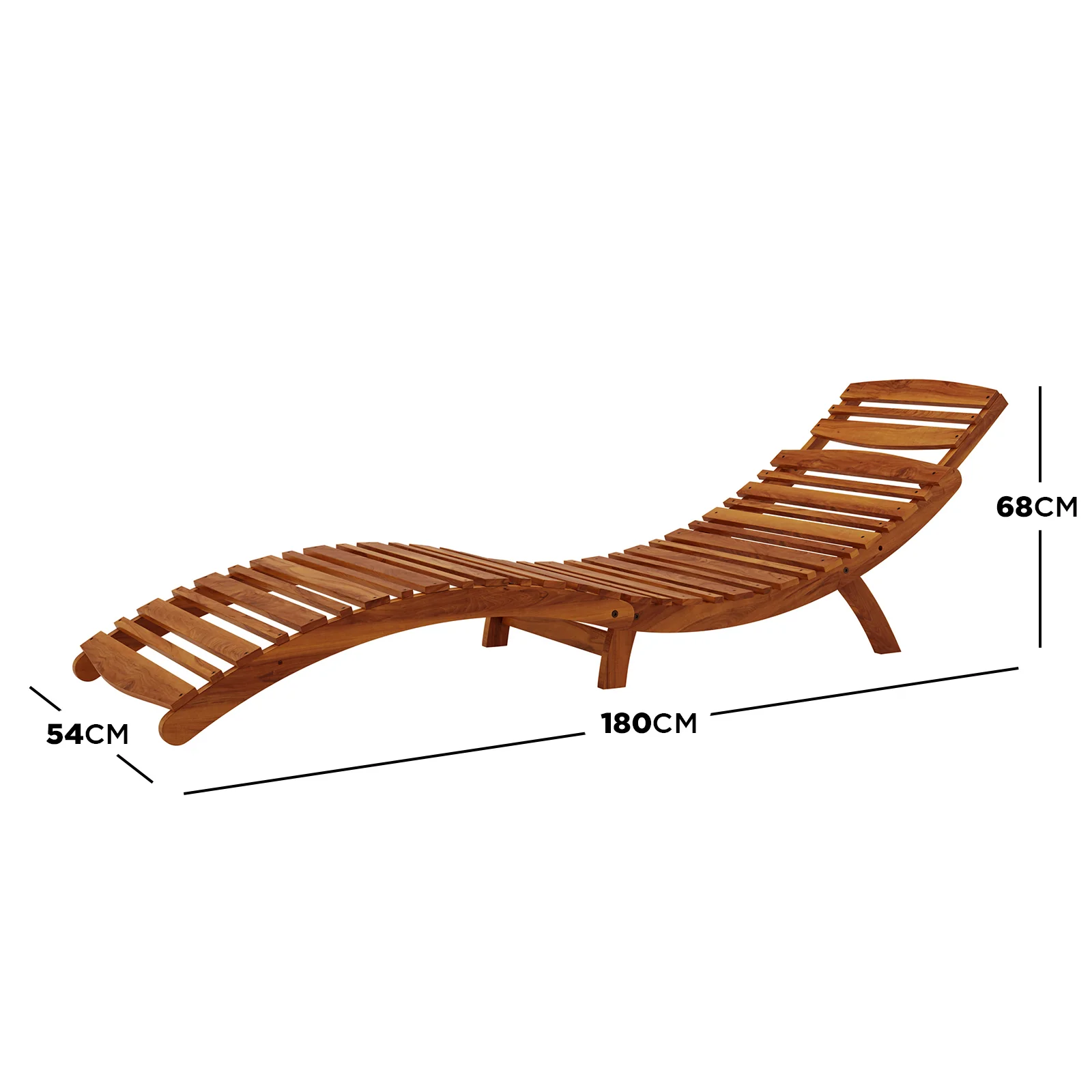 Wave Hardwood Acacia Outdoor Sun Loungers Set of 2 in Natural - Image 10