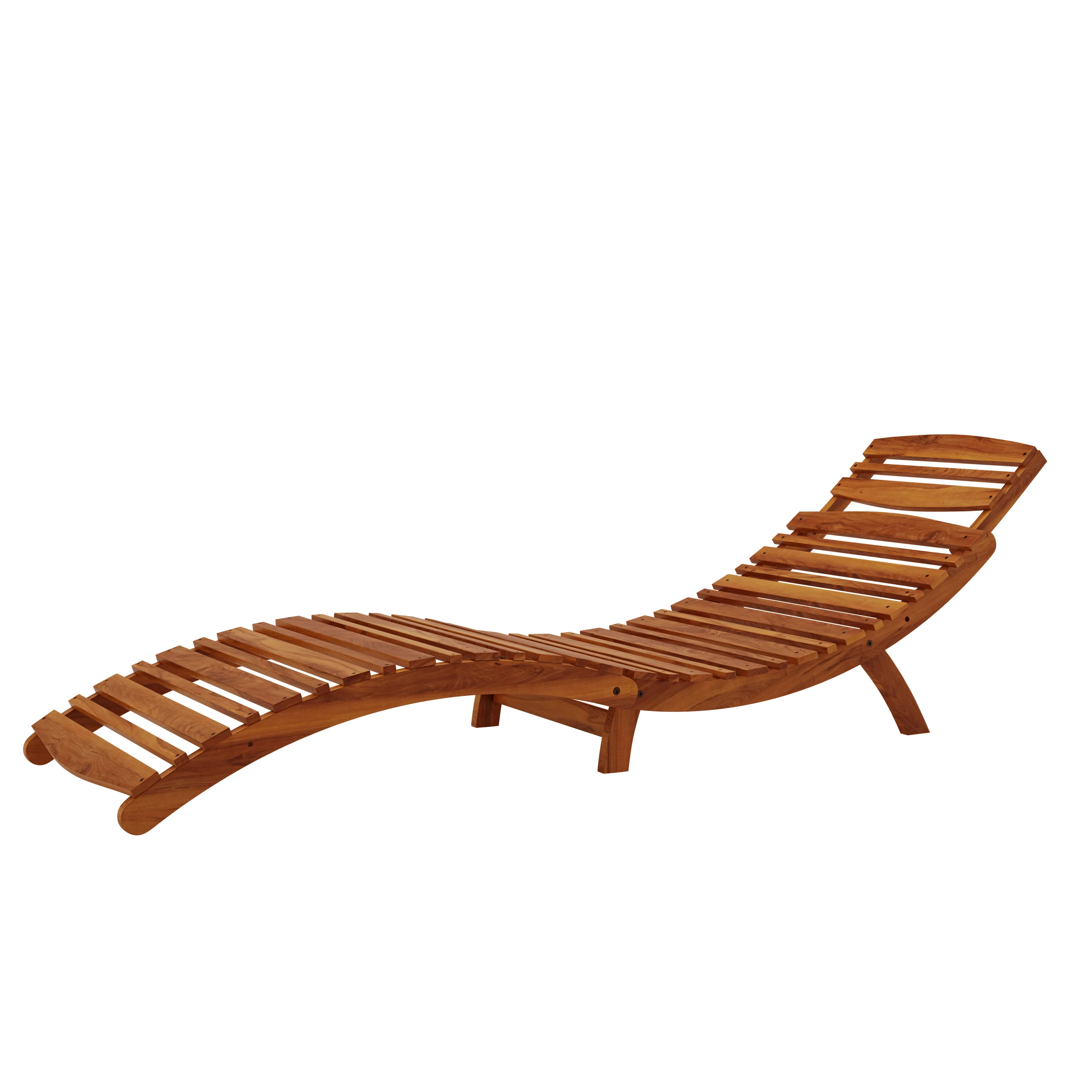 Wave Hardwood Acacia Outdoor Sun Loungers Set of 2 in Natural - Image 5