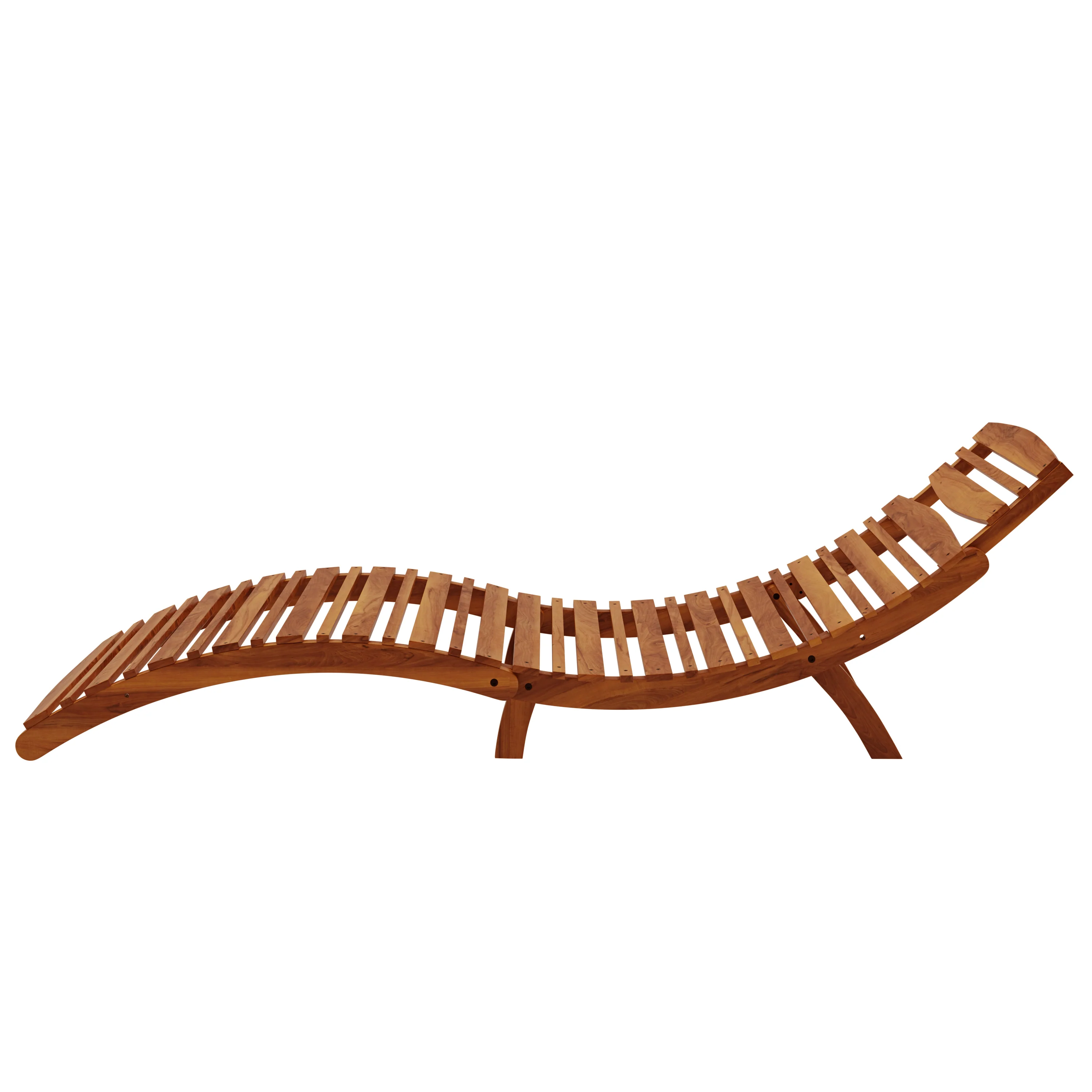 Wave Hardwood Acacia Outdoor Sun Loungers Set of 2 in Natural - Image 6