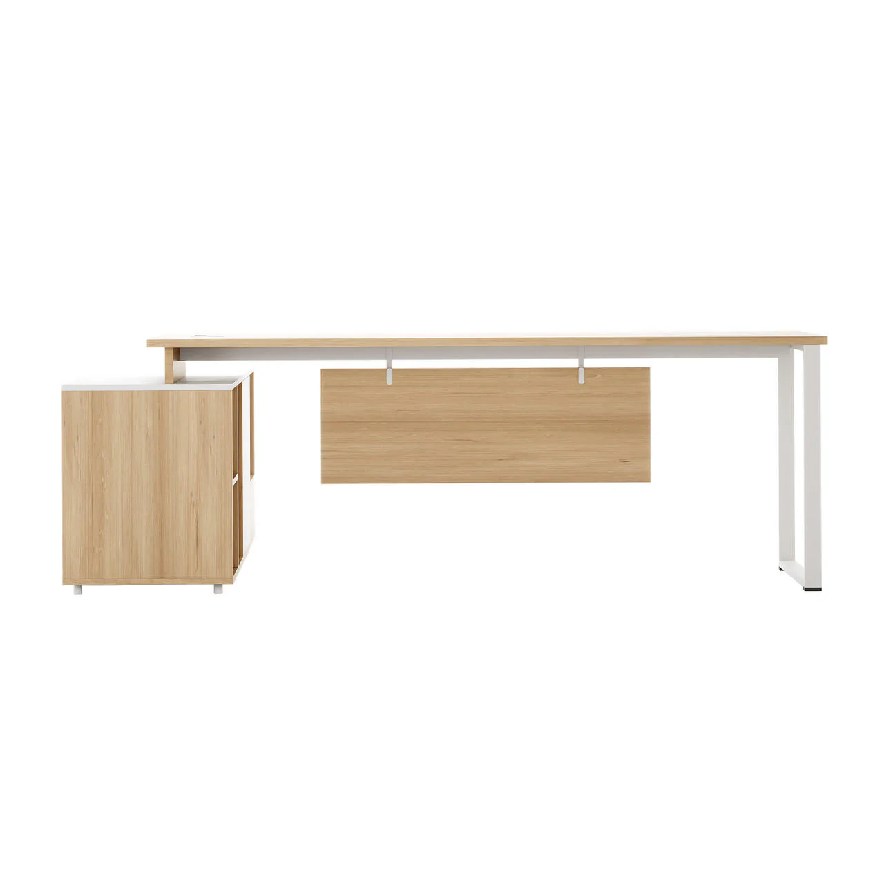 Weldona Corner Office Desk in Oak White & Oak with Storage - Image 3