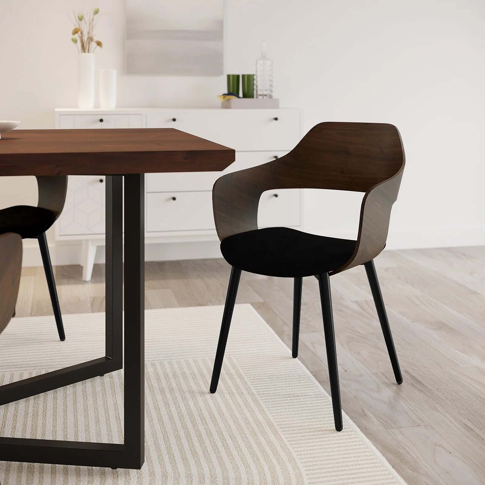 Winfield Curved Velvet Dining Chair Set of 2 in Black - Image 2