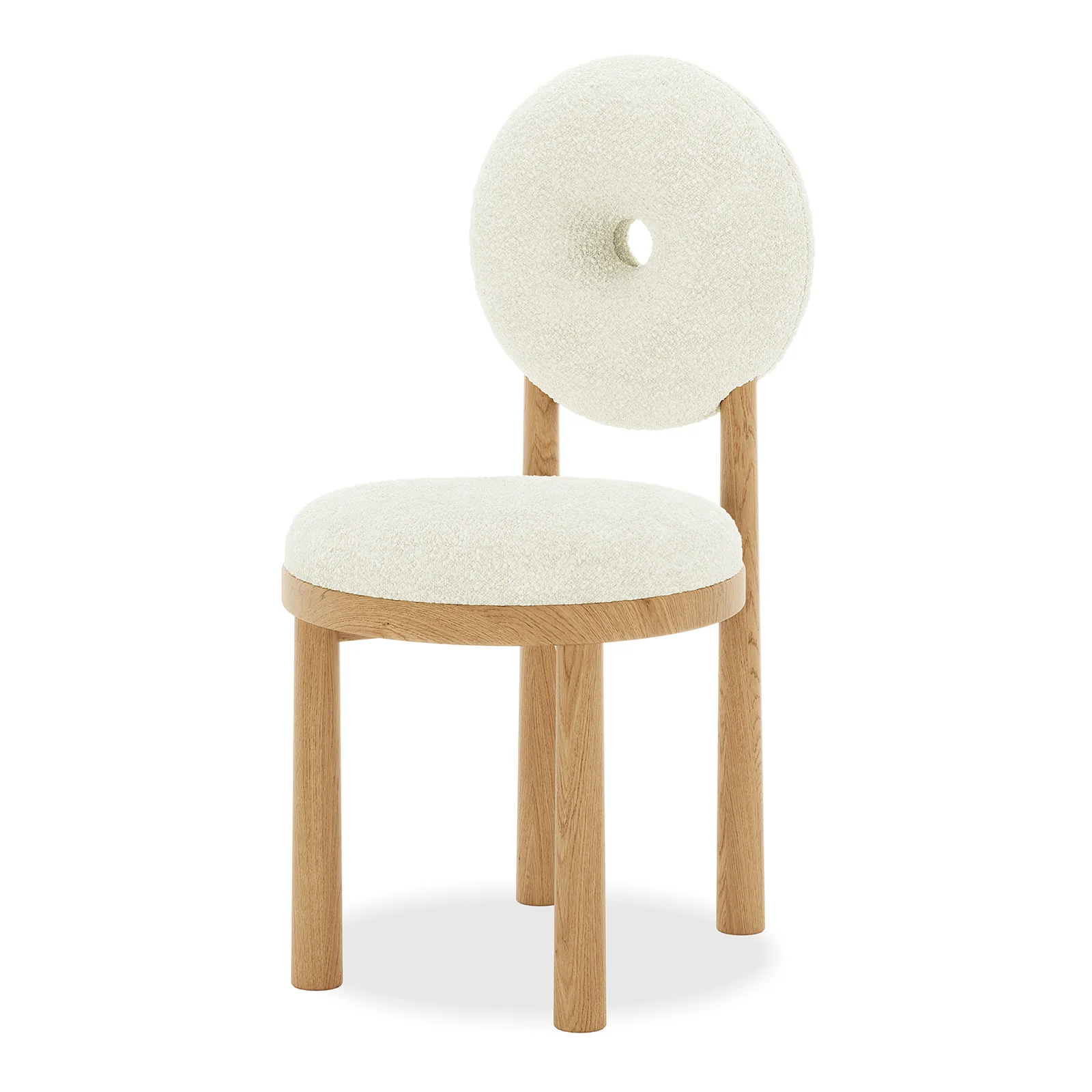 Wubin Boucle Hardwood Dining Chair Set of 2 in Cream White