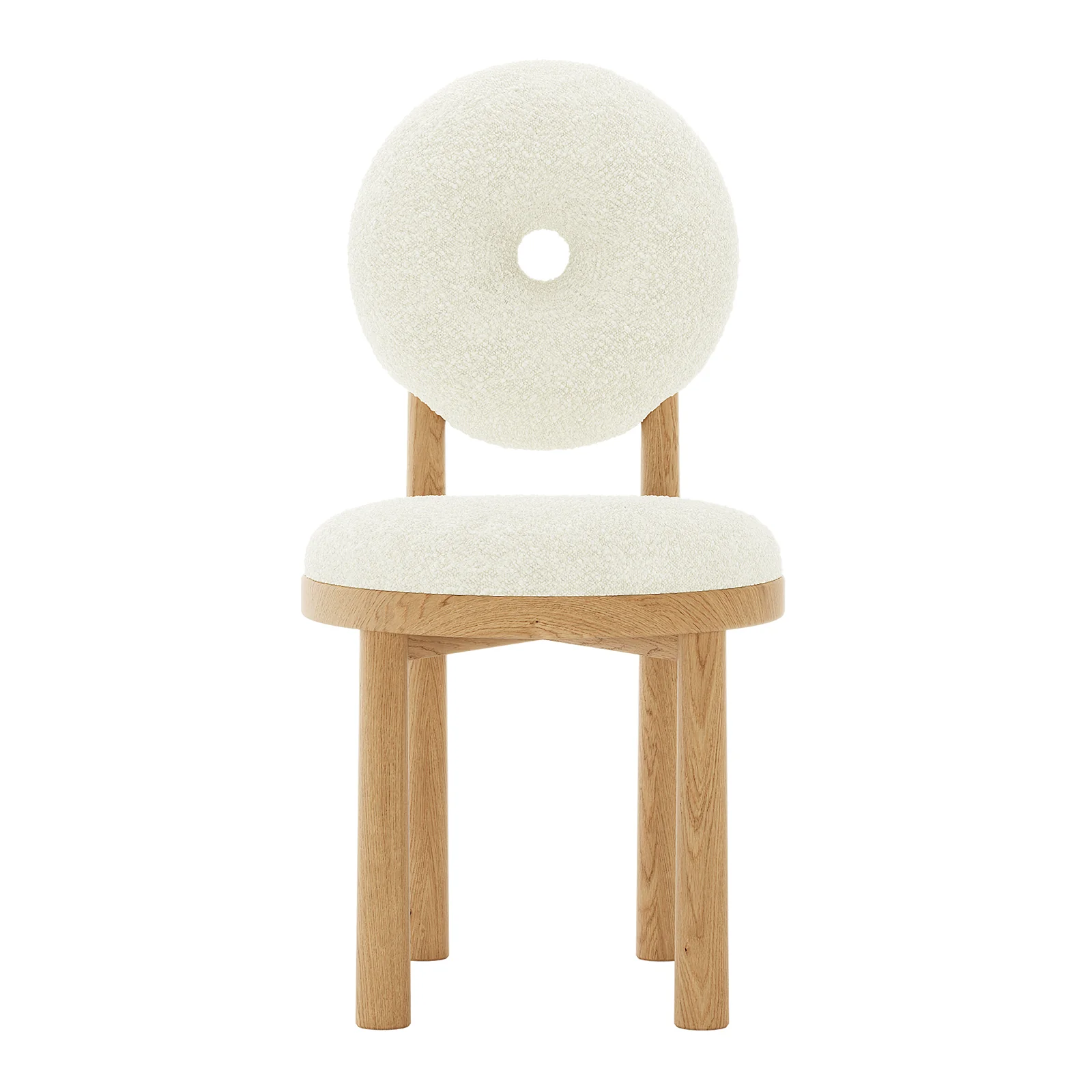 Wubin Boucle Hardwood Dining Chair Set of 2 in Cream White - Image 4