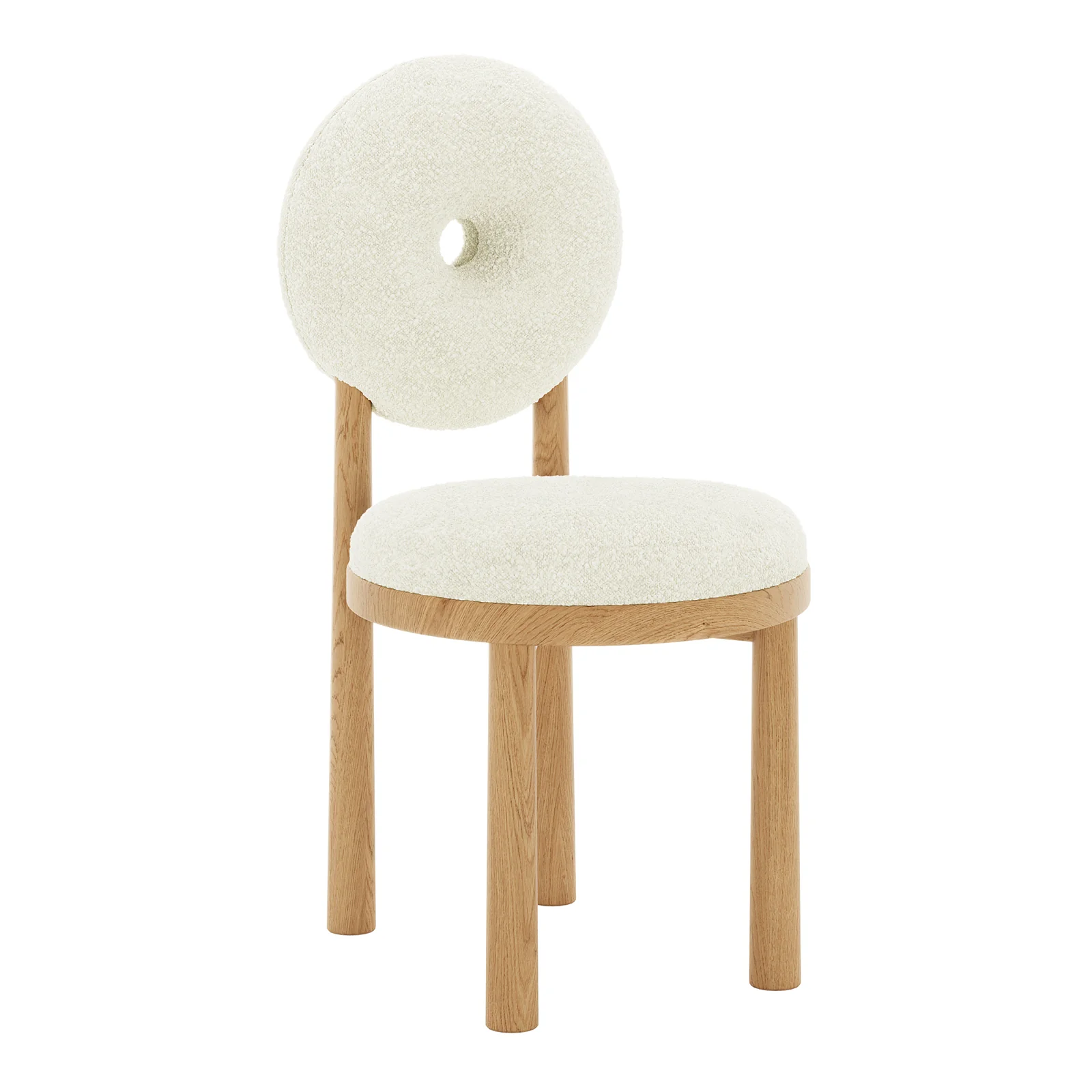 Wubin Boucle Hardwood Dining Chair Set of 2 in Cream White - Image 5