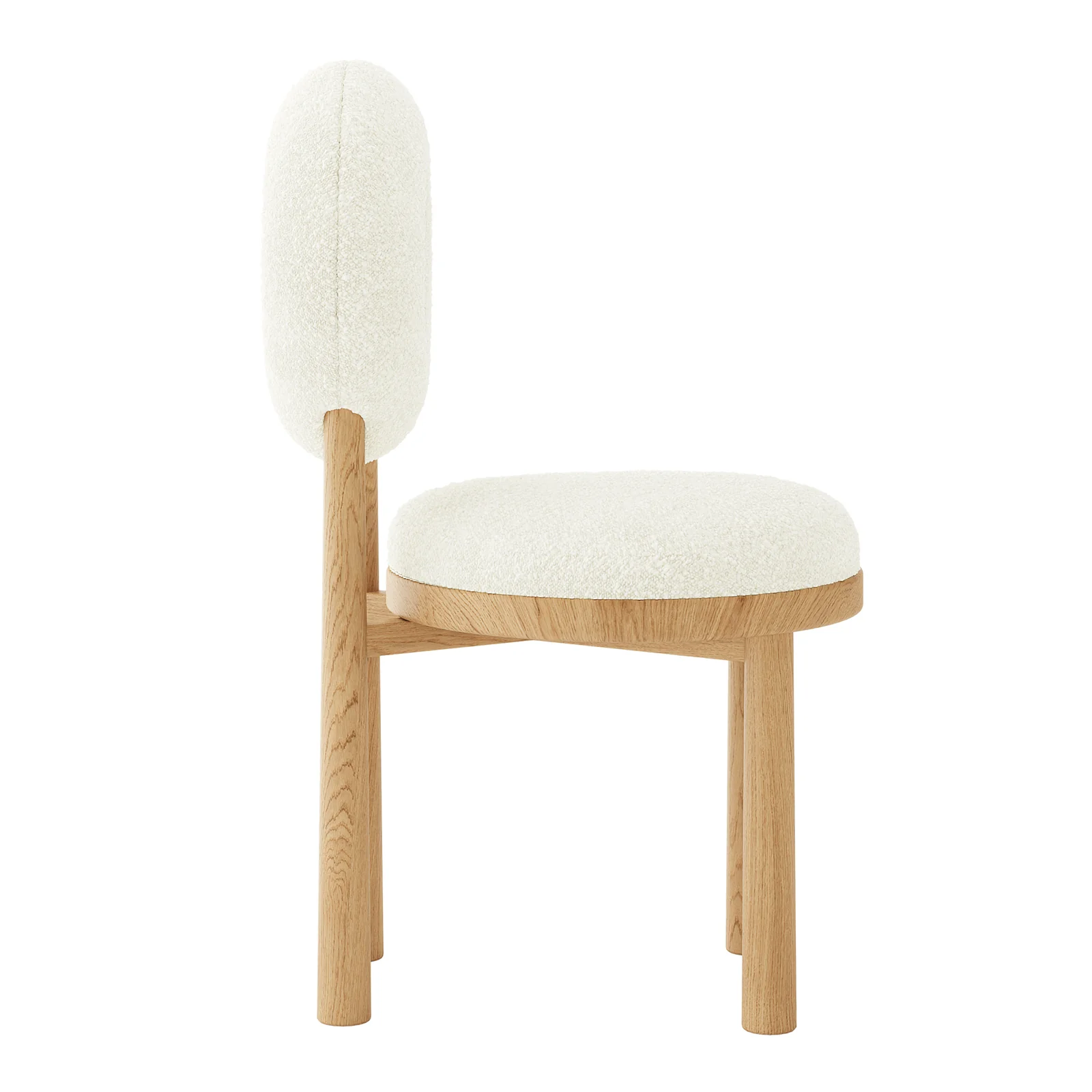 Wubin Boucle Hardwood Dining Chair Set of 2 in Cream White - Image 6