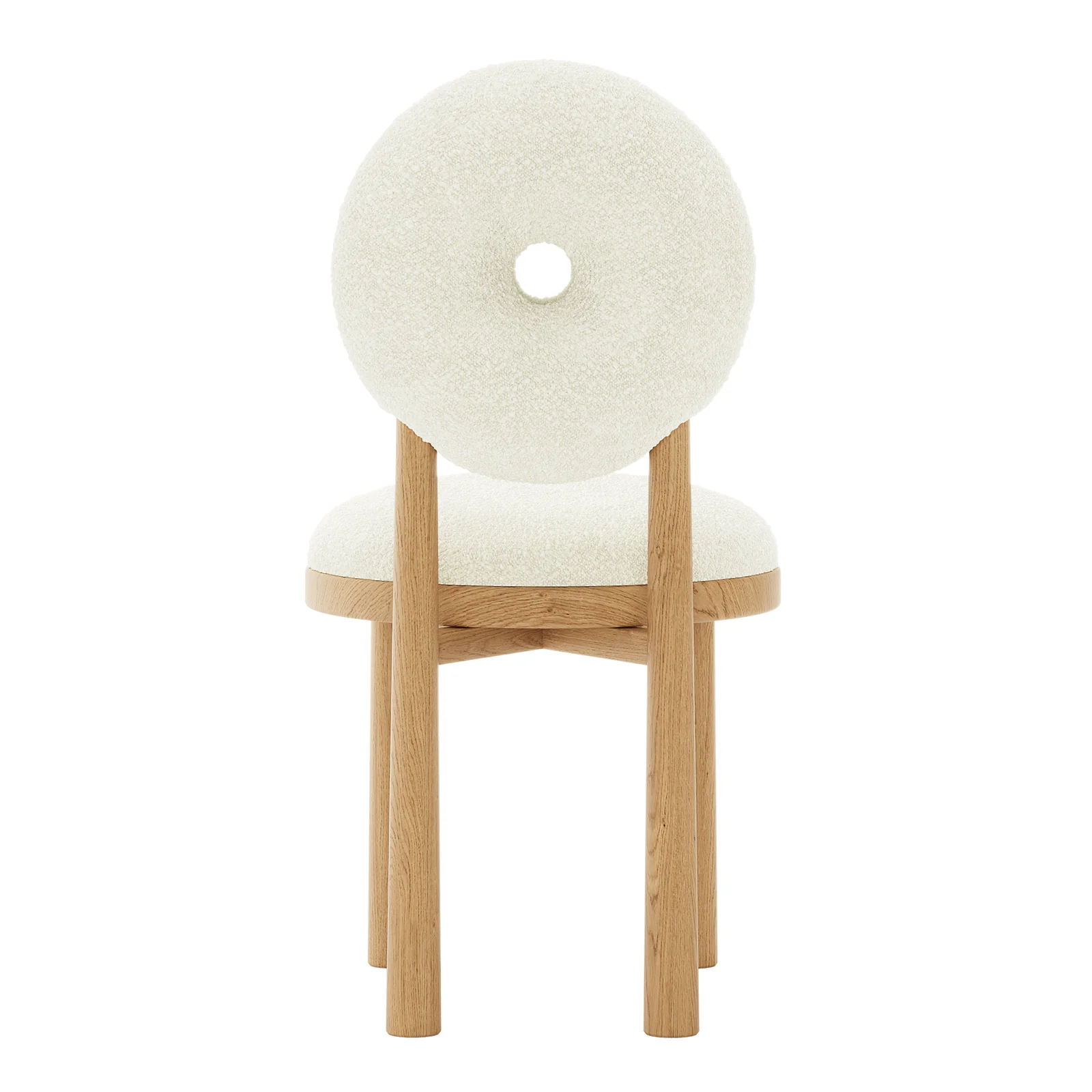 Wubin Boucle Hardwood Dining Chair Set of 2 in Cream White - Image 7