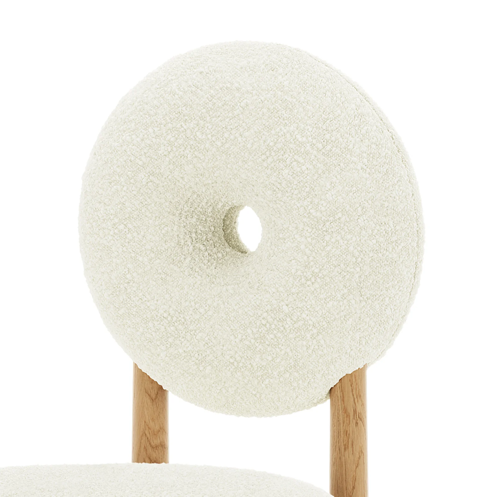 Wubin Boucle Hardwood Dining Chair Set of 2 in Cream White - Image 8