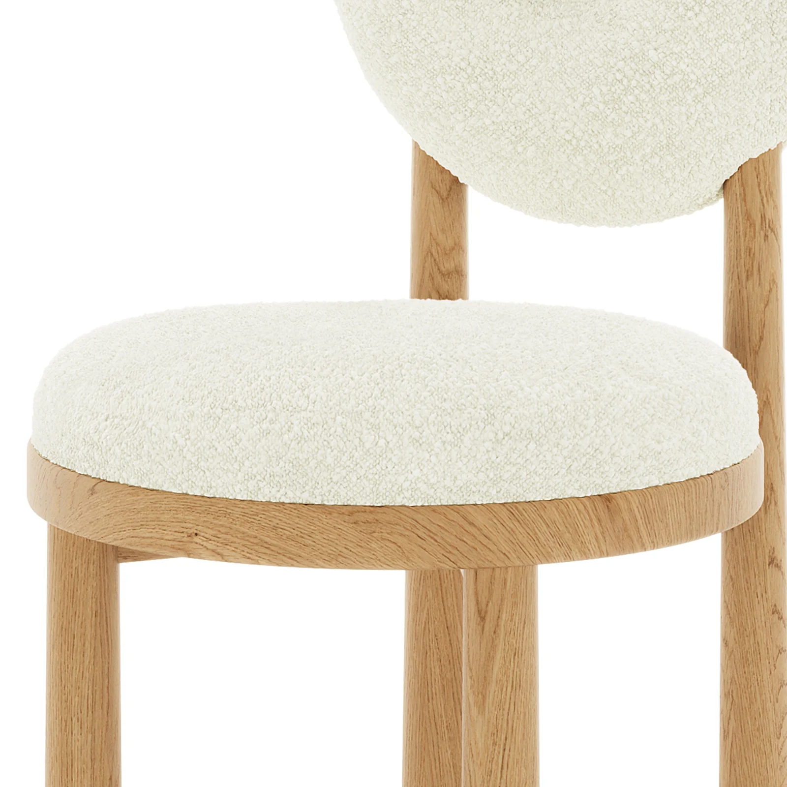 Wubin Boucle Hardwood Dining Chair Set of 2 in Cream White - Image 9