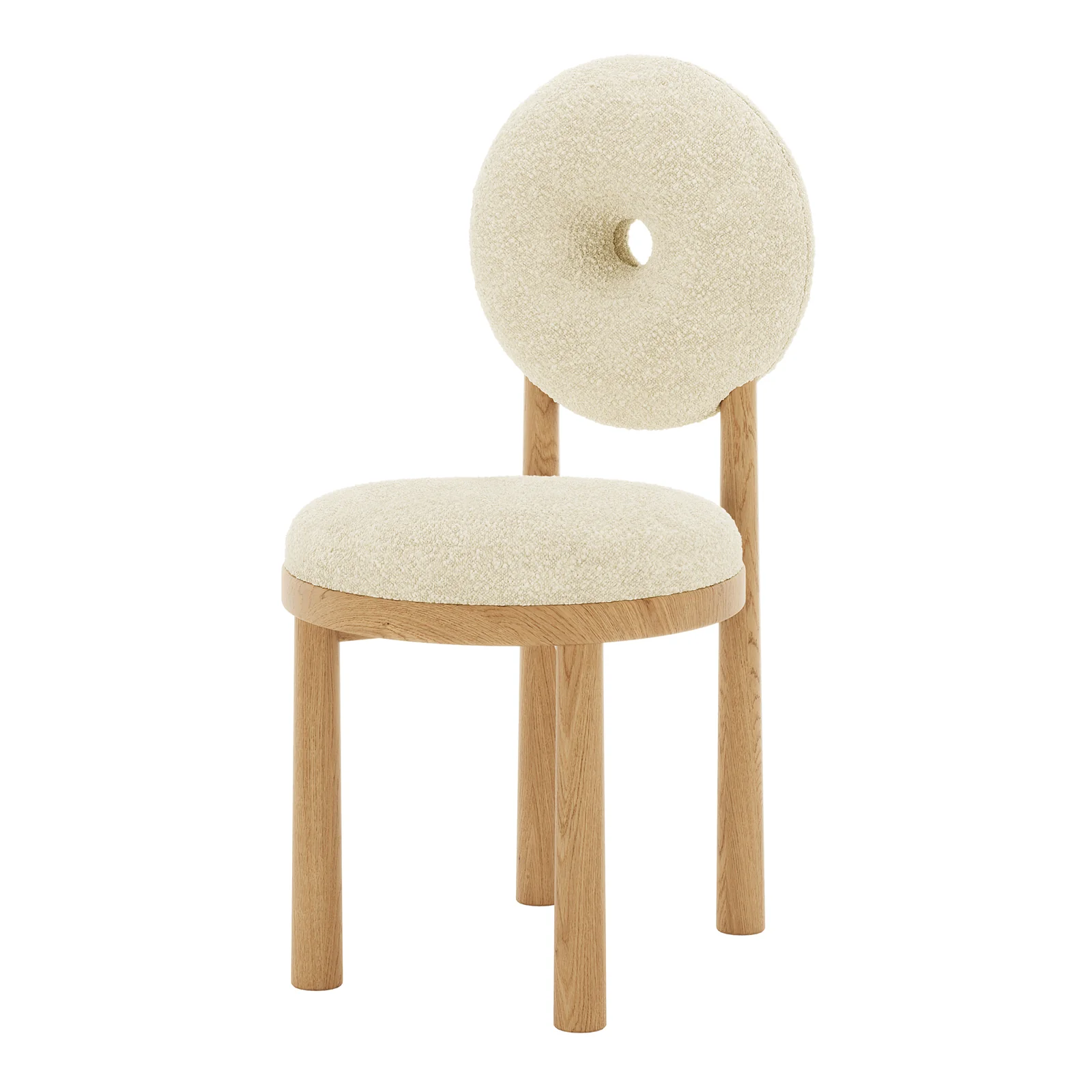Wubin Boucle Premium Hardwood Dining Chair Set of 2 in Beige