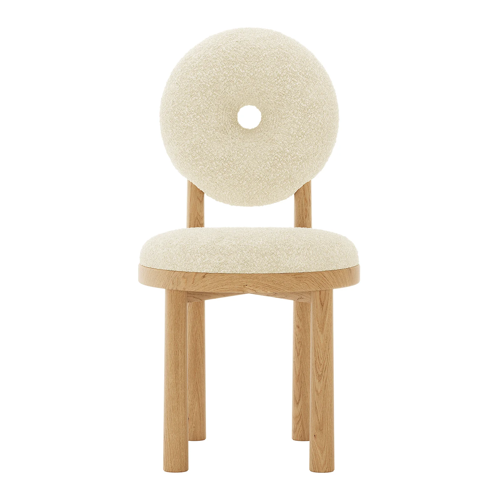 Wubin Boucle Premium Hardwood Dining Chair Set of 2 in Beige - Image 4