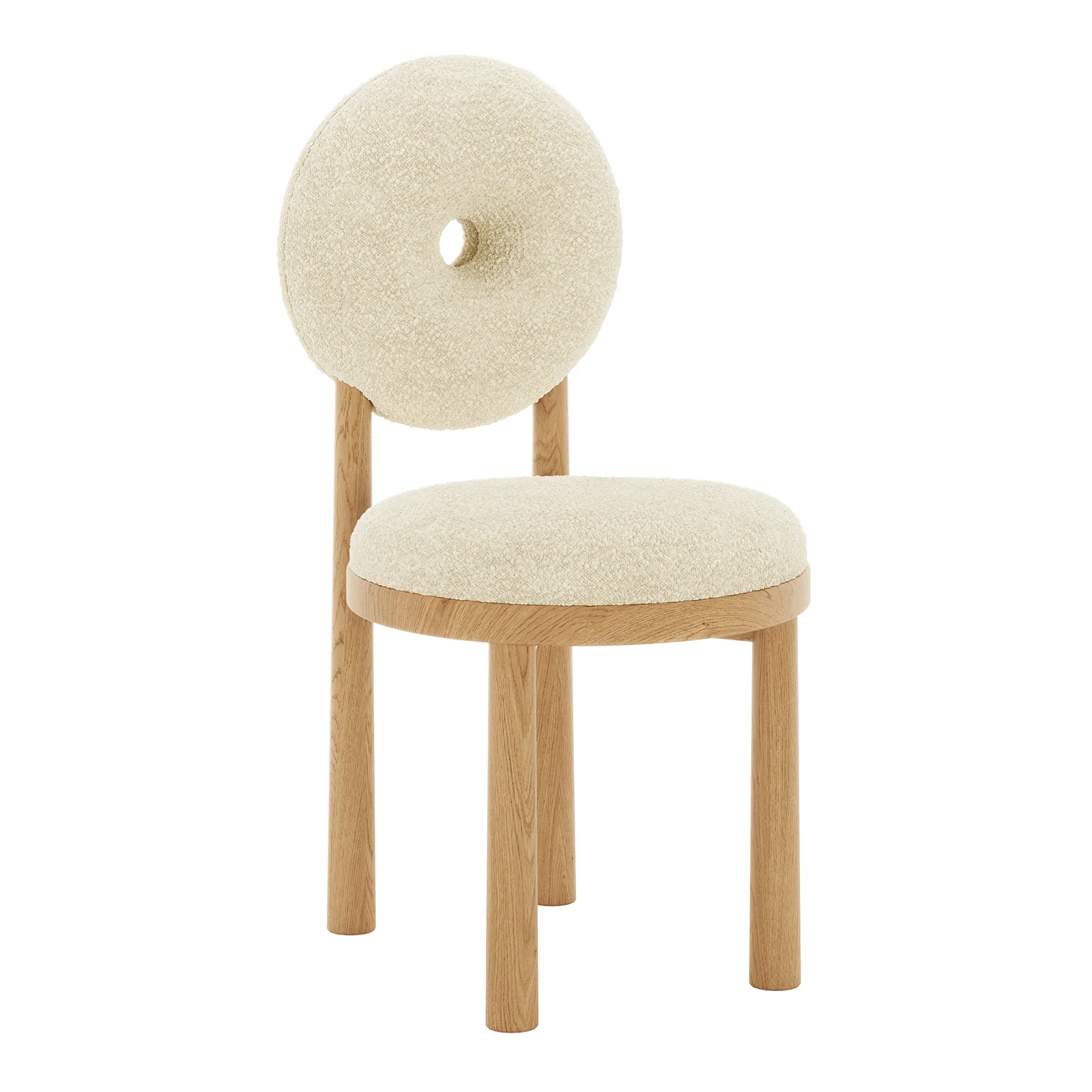 Wubin Boucle Premium Hardwood Dining Chair Set of 2 in Beige - Image 5