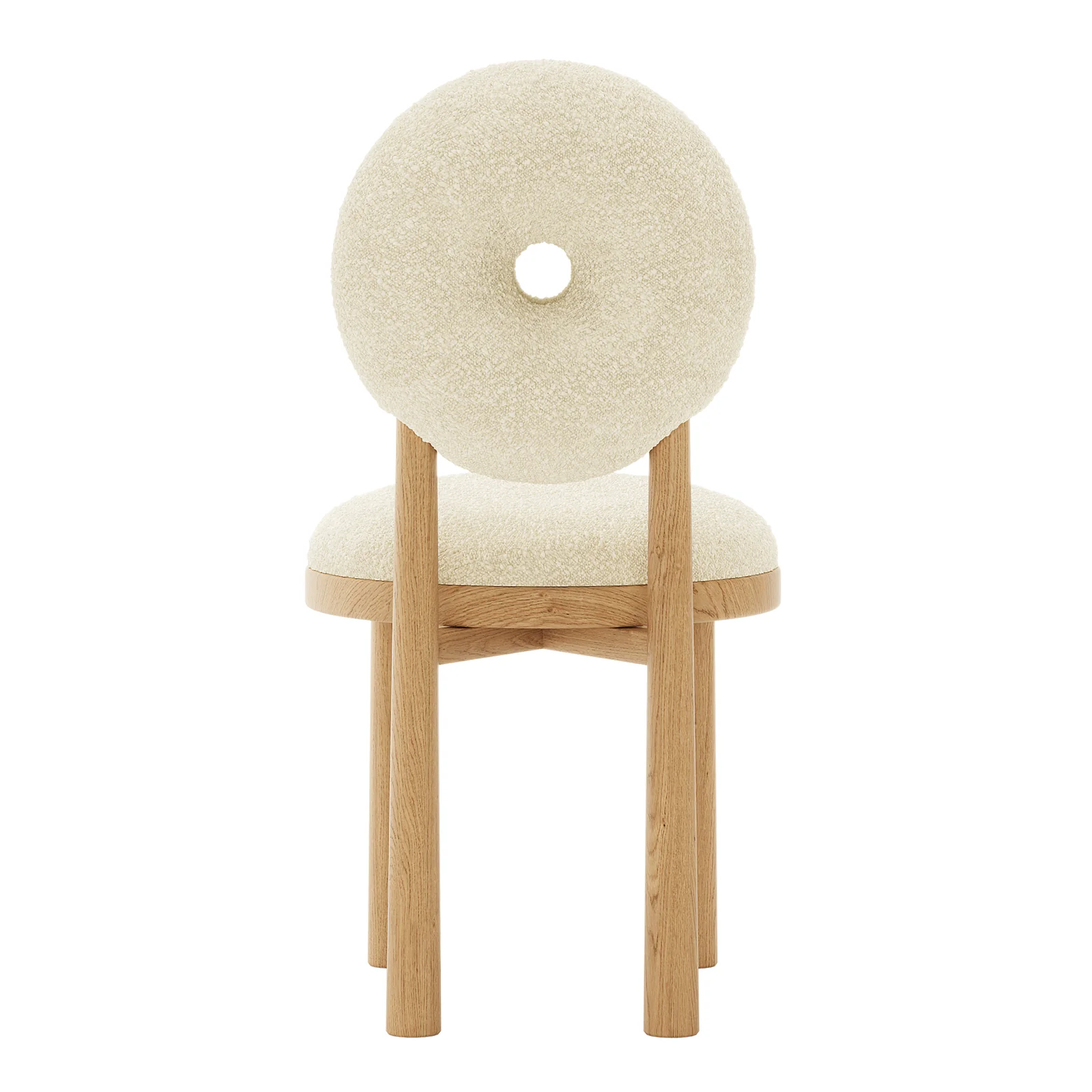 Wubin Boucle Premium Hardwood Dining Chair Set of 2 in Beige - Image 7
