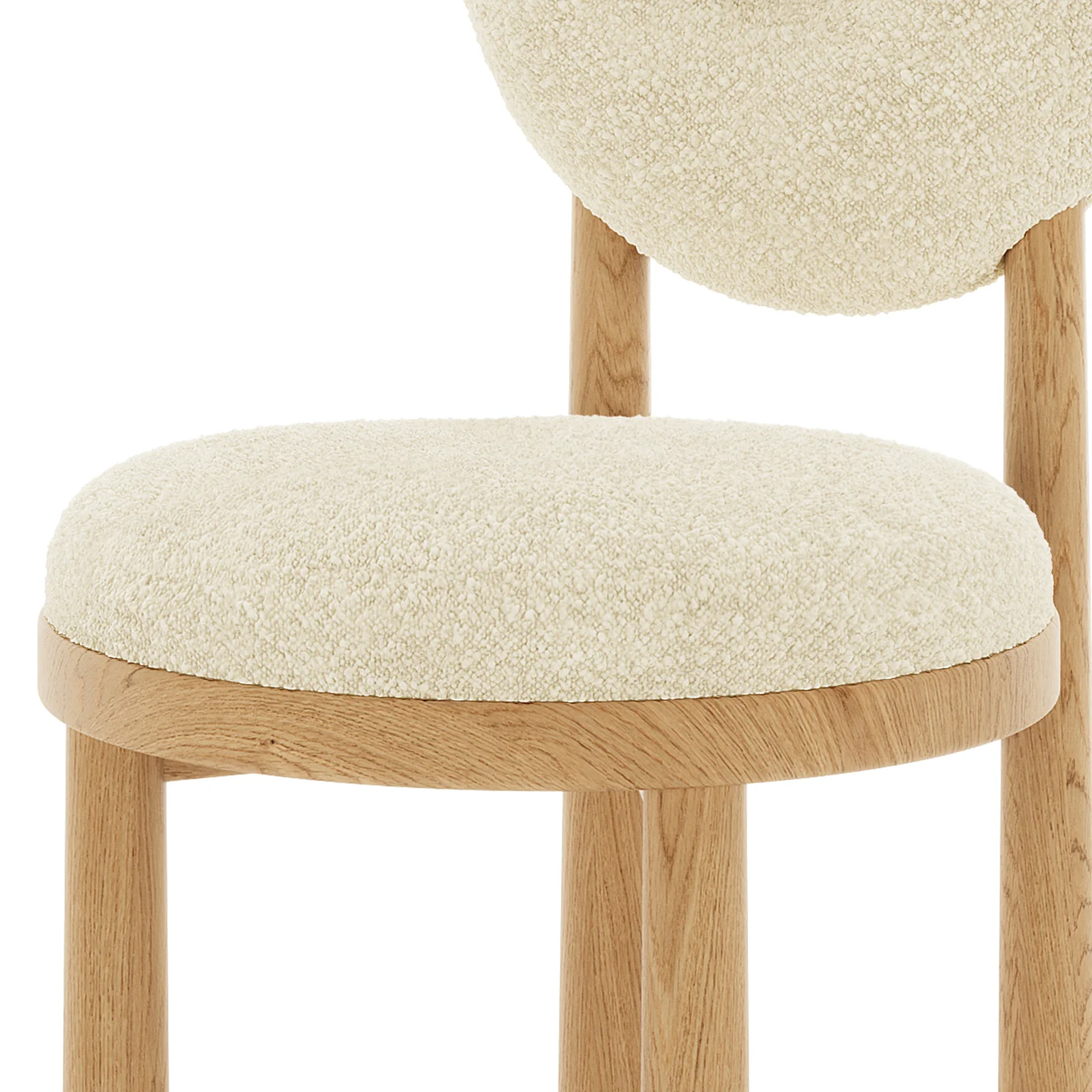 Wubin Boucle Premium Hardwood Dining Chair Set of 2 in Beige - Image 9