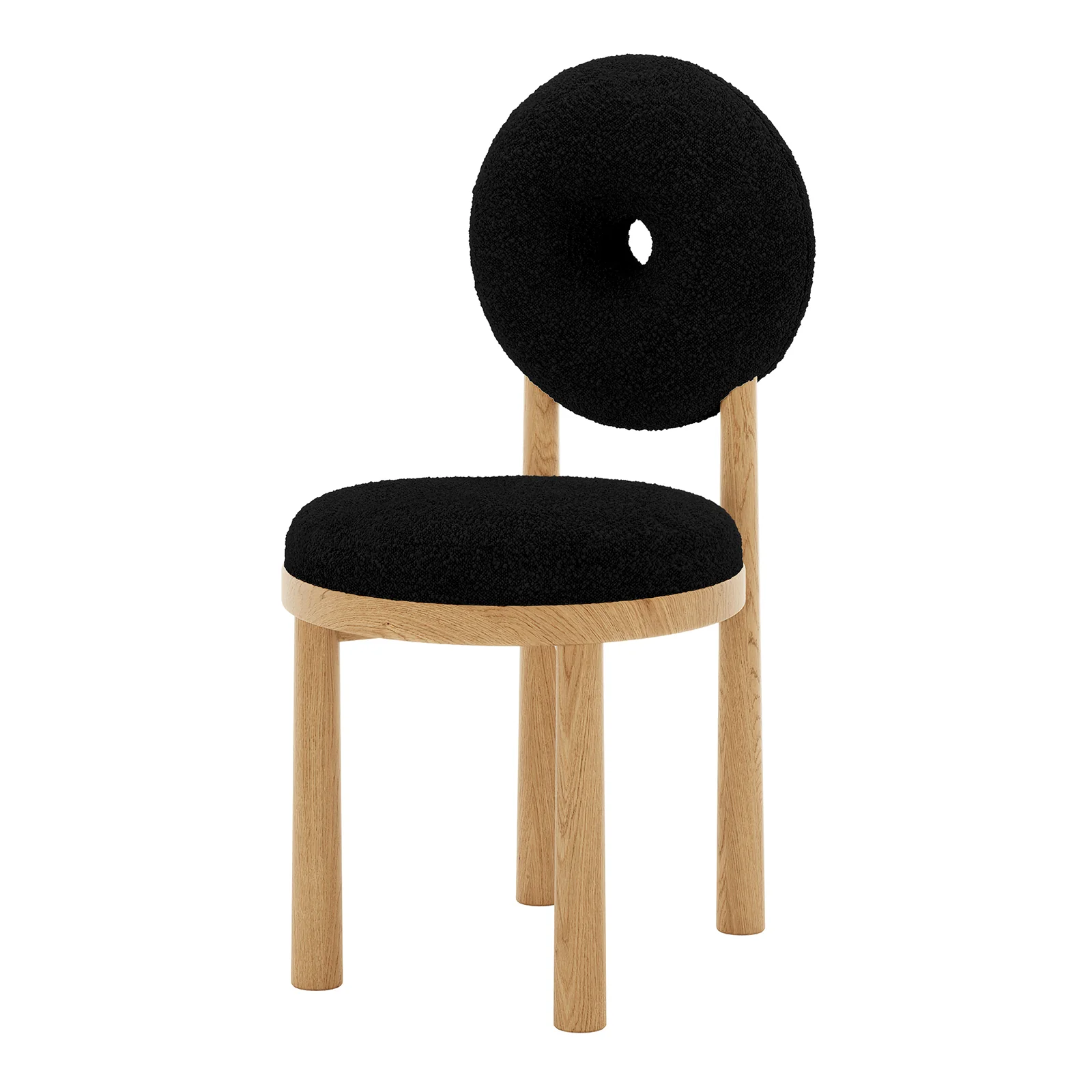 Wubin Boucle Premium Hardwood Dining Chair Set of 2 in Black