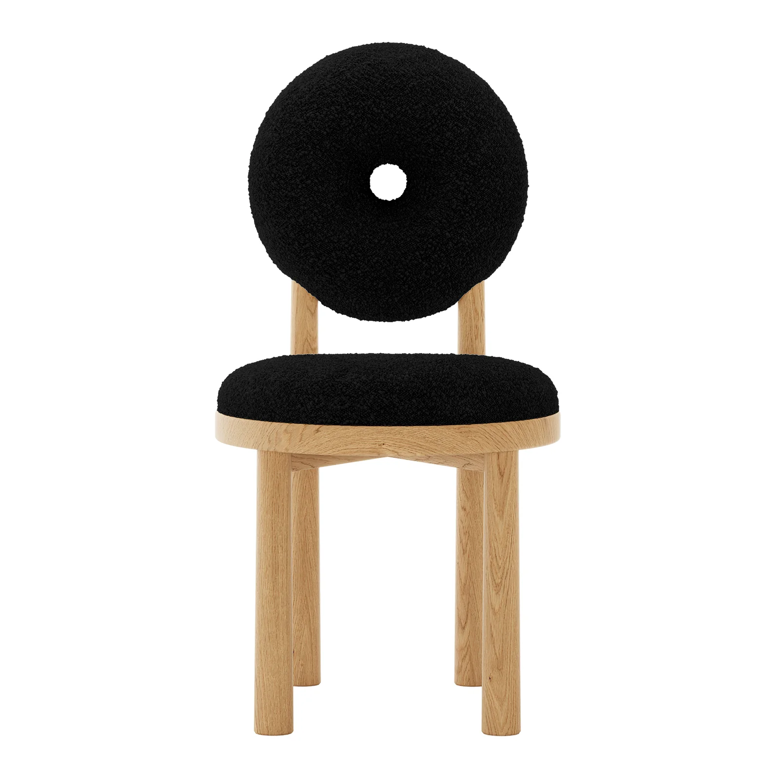 Wubin Boucle Premium Hardwood Dining Chair Set of 2 in Black - Image 4